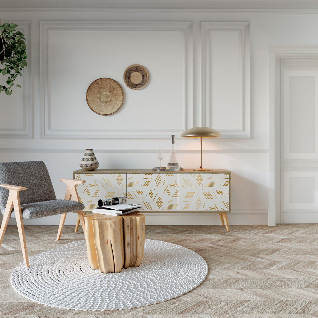 SPOTTED DAZE 3-Door TV Stand in Oak Effect