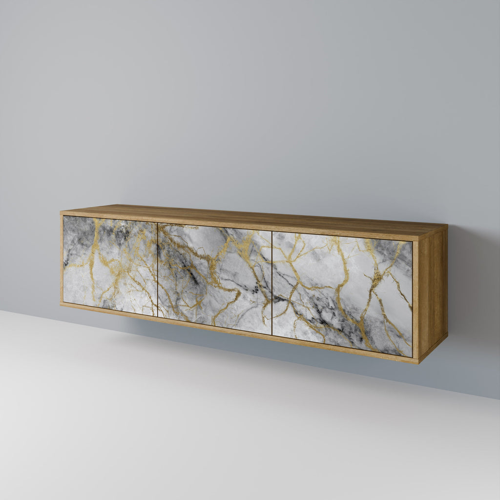 TIMELESS GLIDE 3-Door TV Stand in Oak Effect