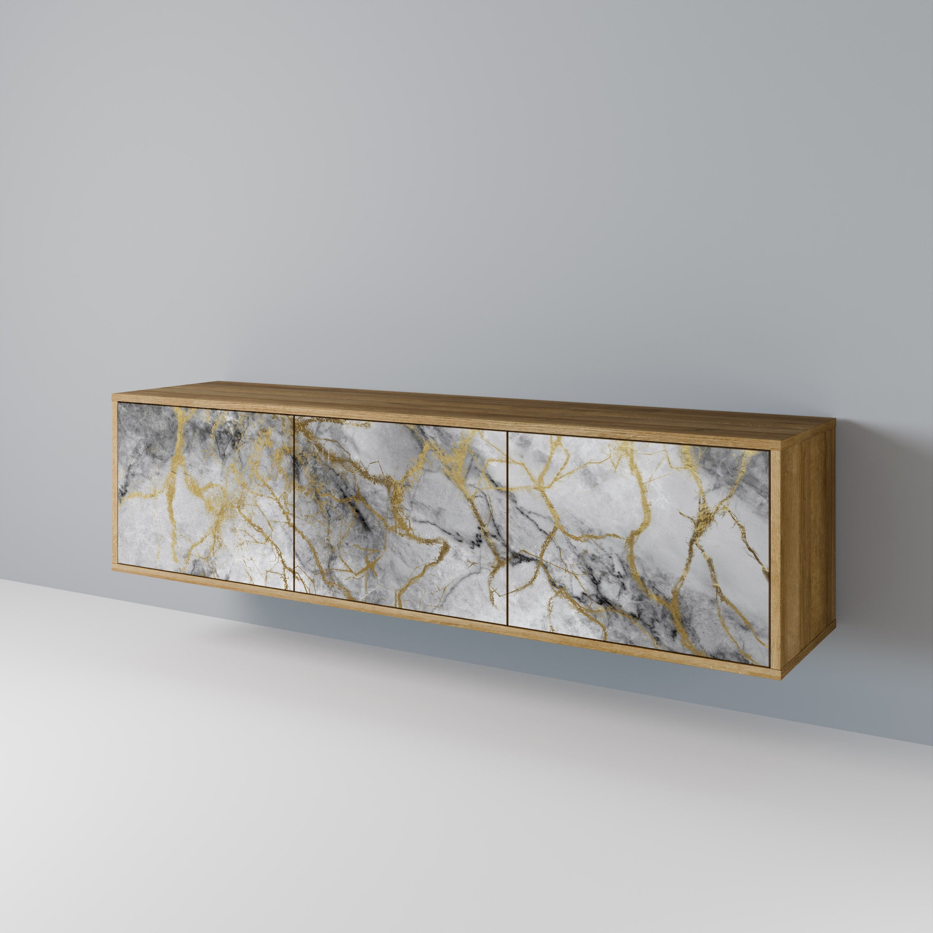 TIMELESS GLIDE 3-Door TV Stand in Oak Effect