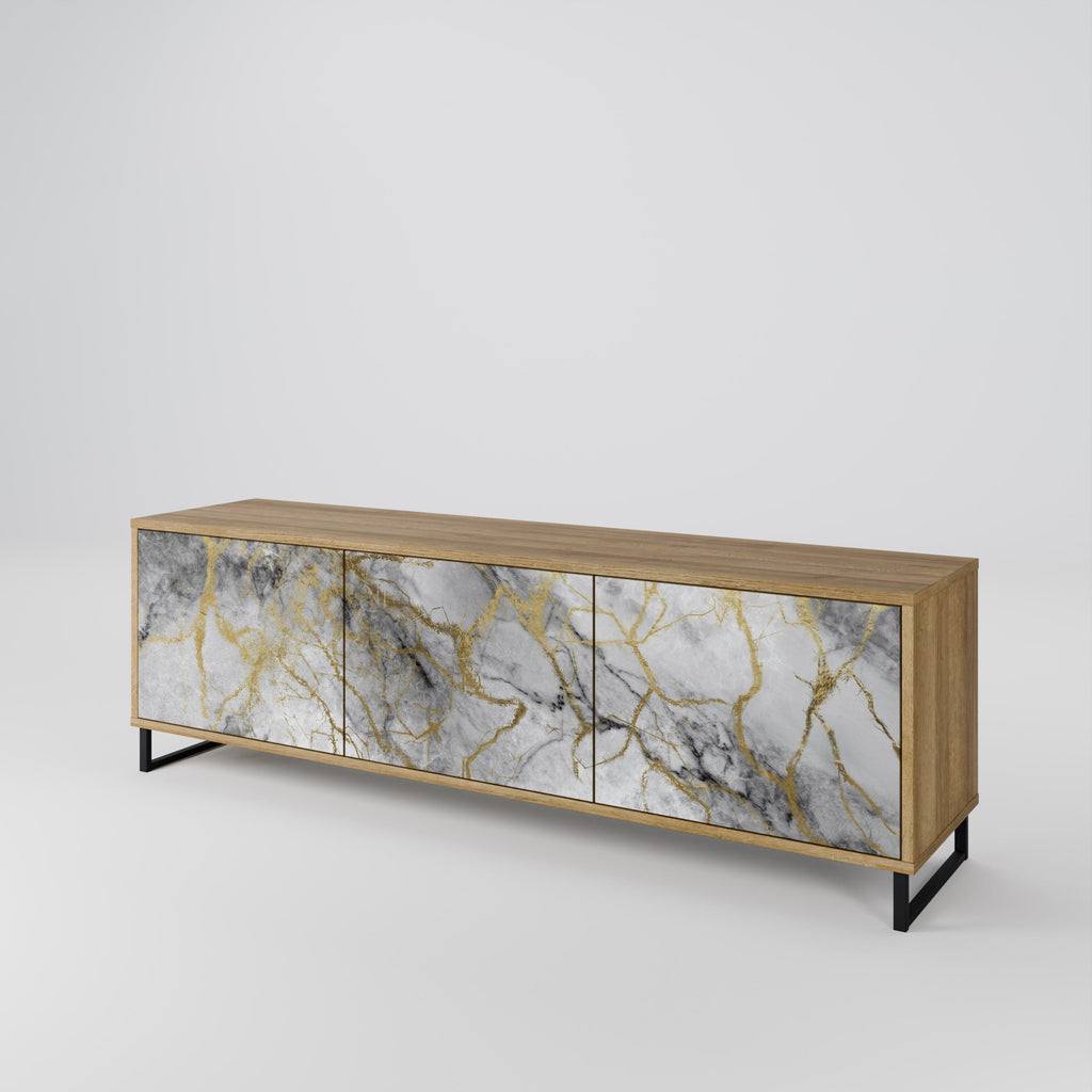 TIMELESS GLIDE 3-Door TV Stand in Oak Effect