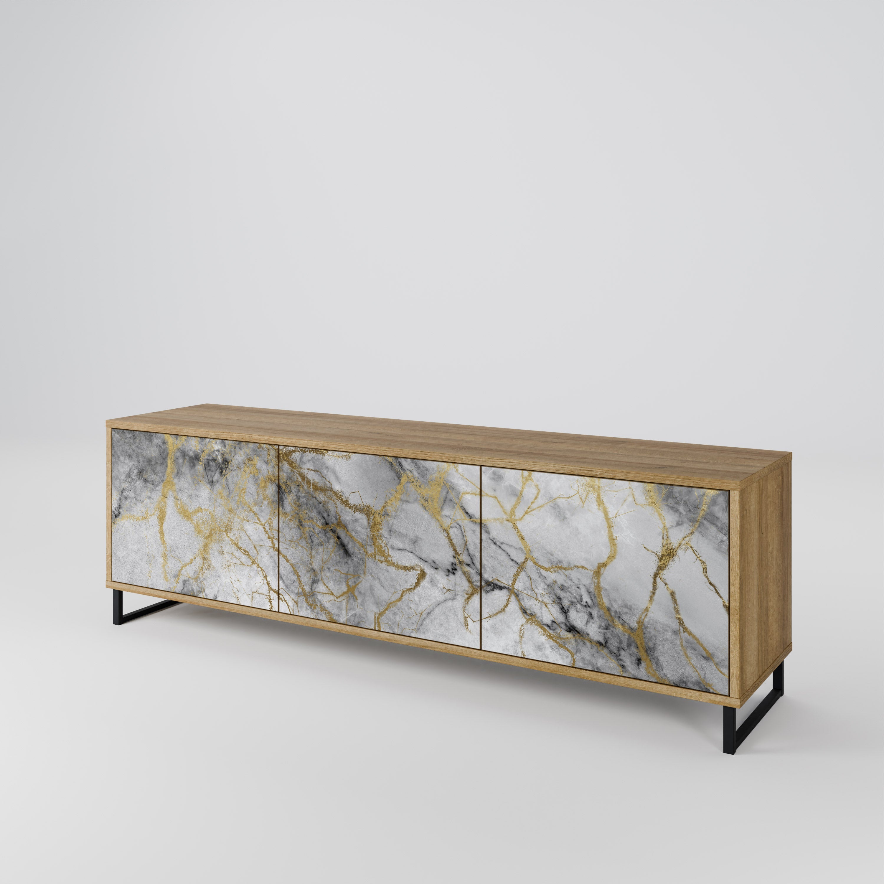 TIMELESS GLIDE 3-Door TV Stand in Oak Effect