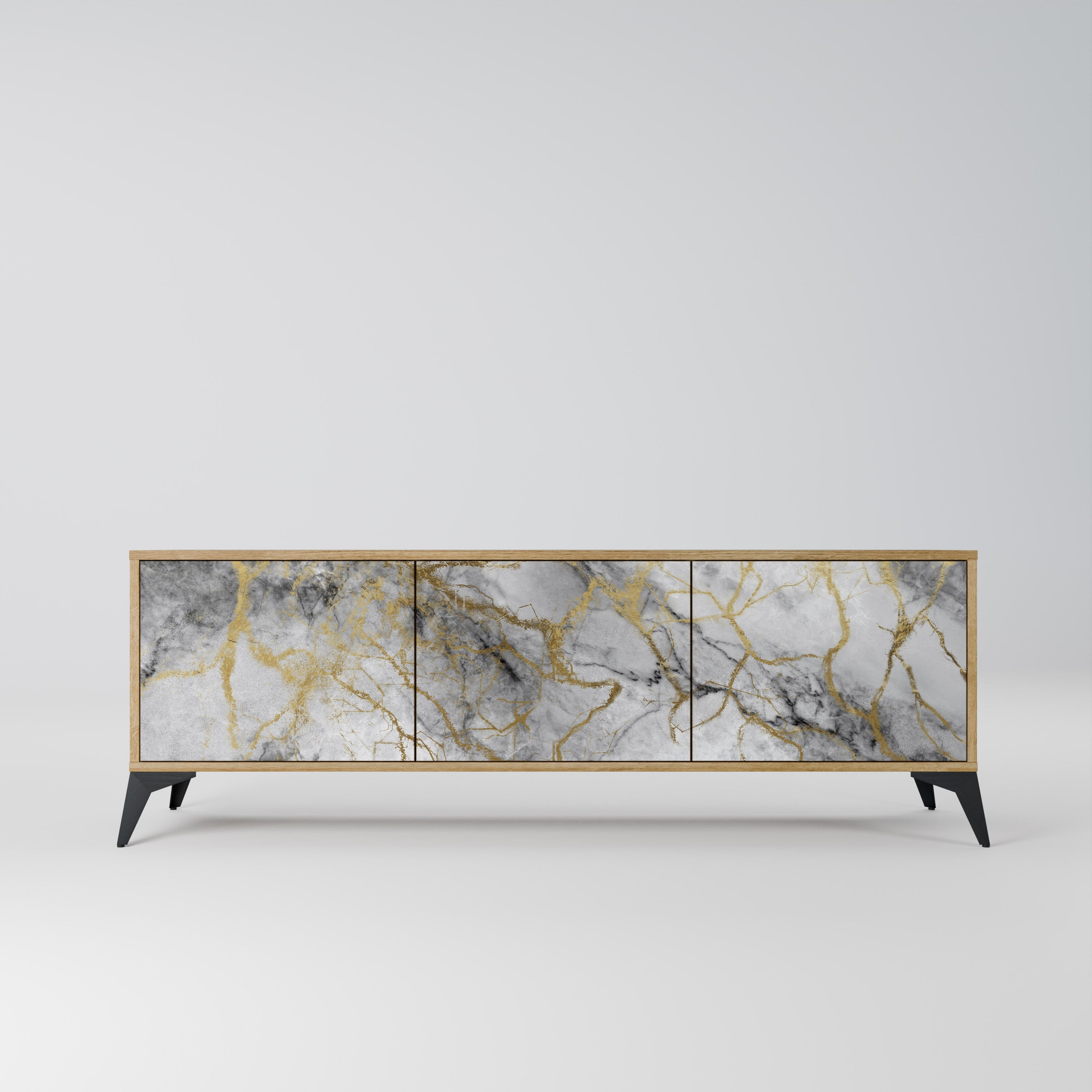 TIMELESS GLIDE 3-Door TV Stand in Oak Effect