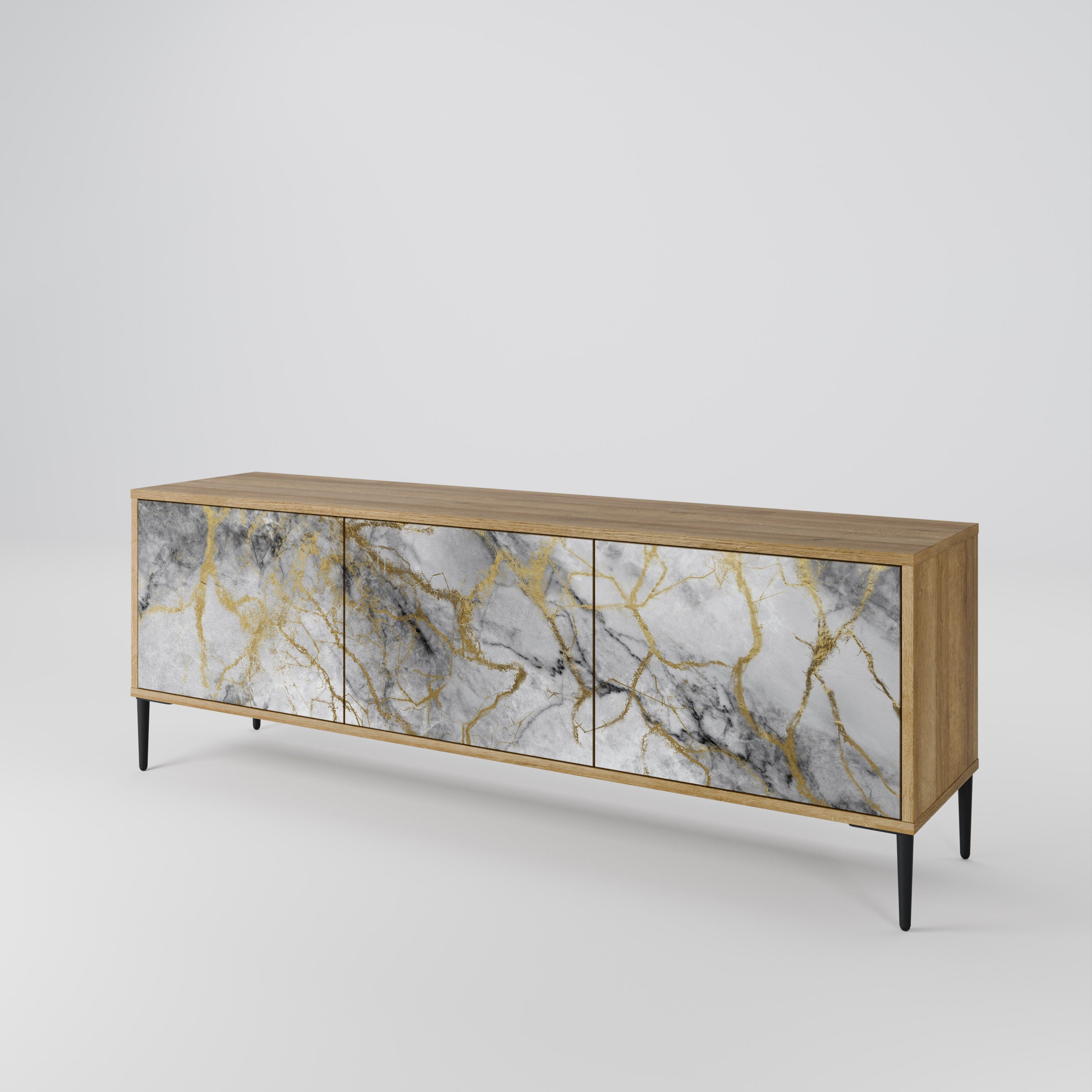 TIMELESS GLIDE 3-Door TV Stand in Oak Effect