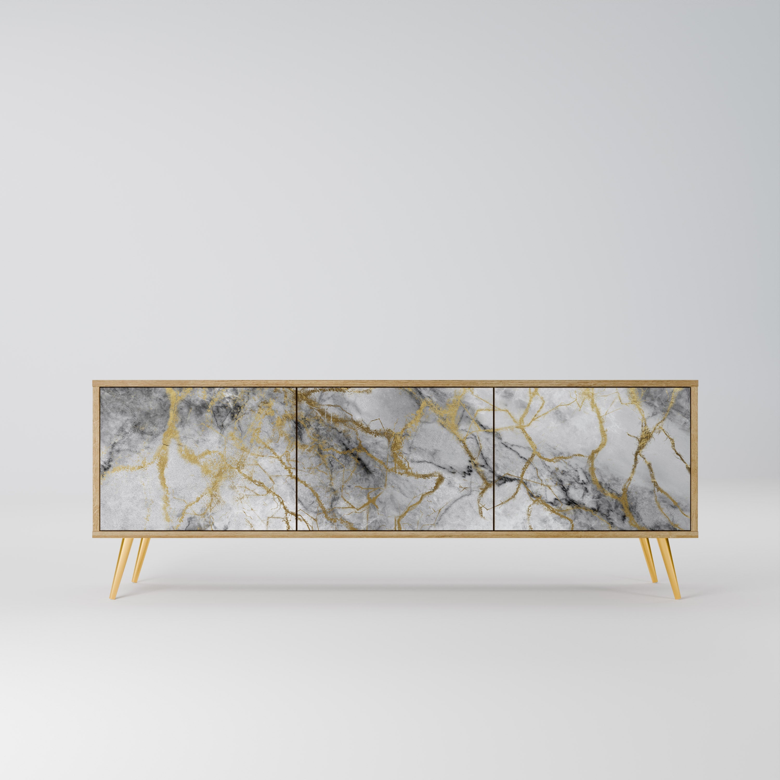 TIMELESS GLIDE 3-Door TV Stand in Oak Effect