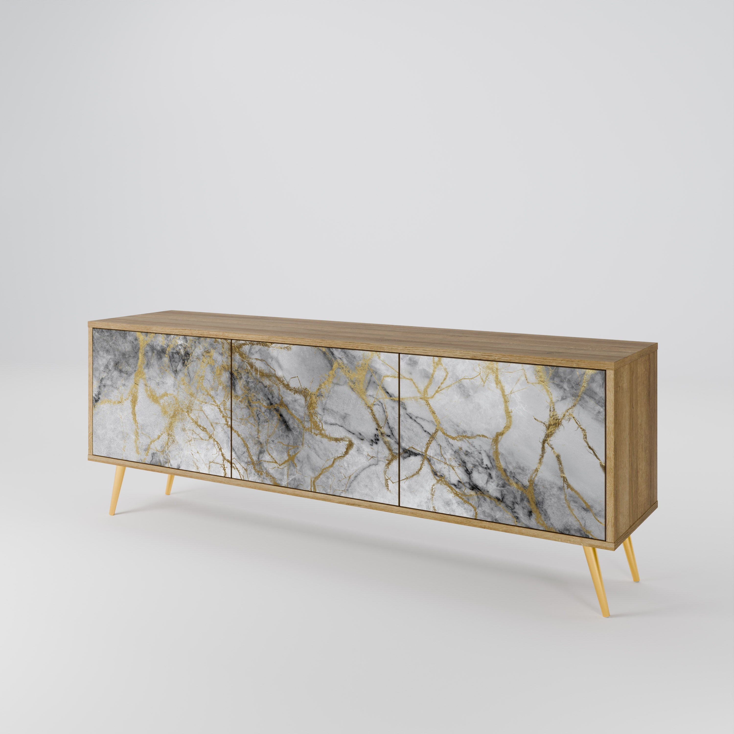 TIMELESS GLIDE 3-Door TV Stand in Oak Effect