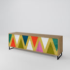 COLORFUL TRIANGLES Móvel de TV com 3 Portas em Efeito Carvalho