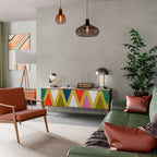 COLORFUL TRIANGLES Móvel de TV com 3 Portas em Efeito Carvalho