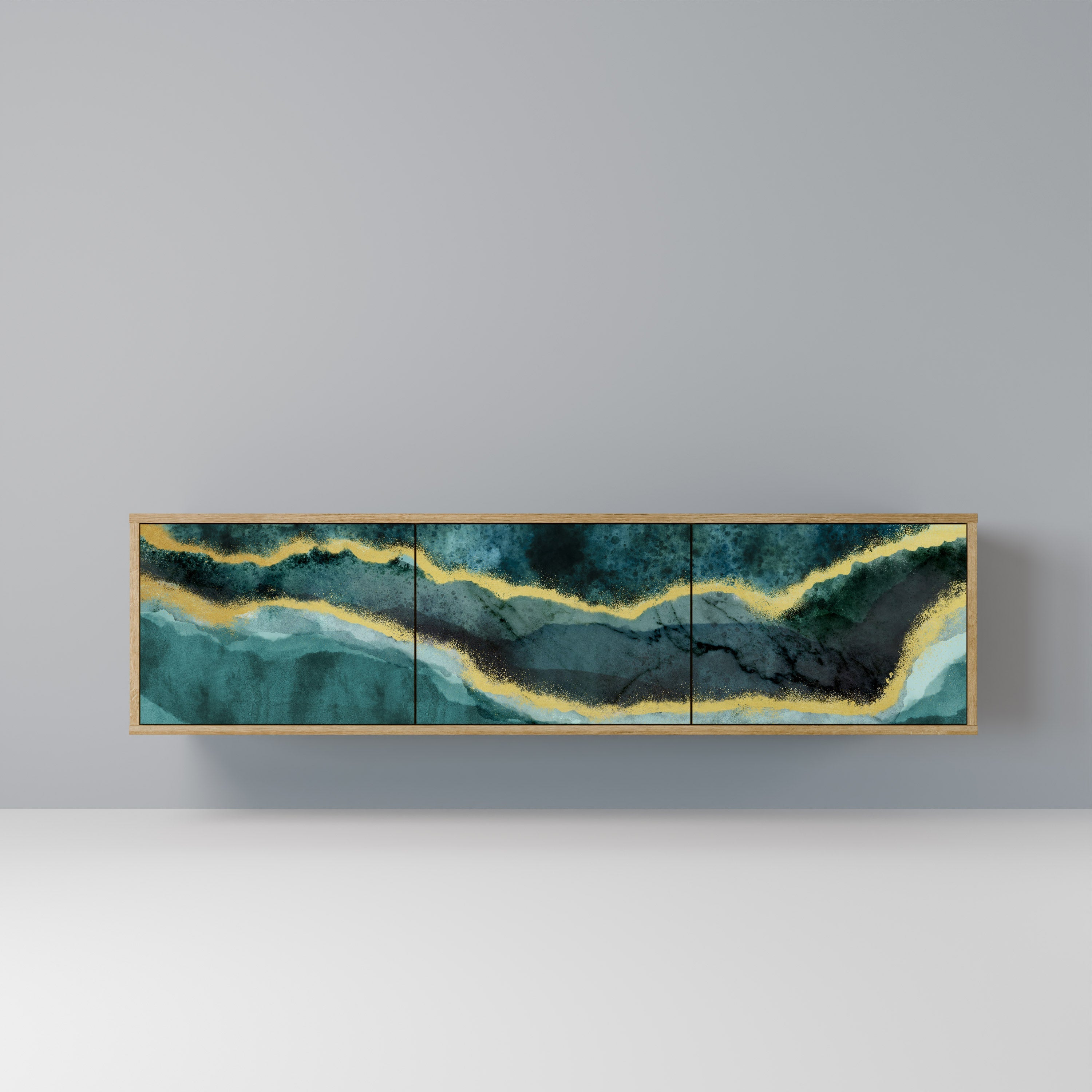 GOLDRUSH ODYSSEY 3-Door TV Stand in Oak Effect