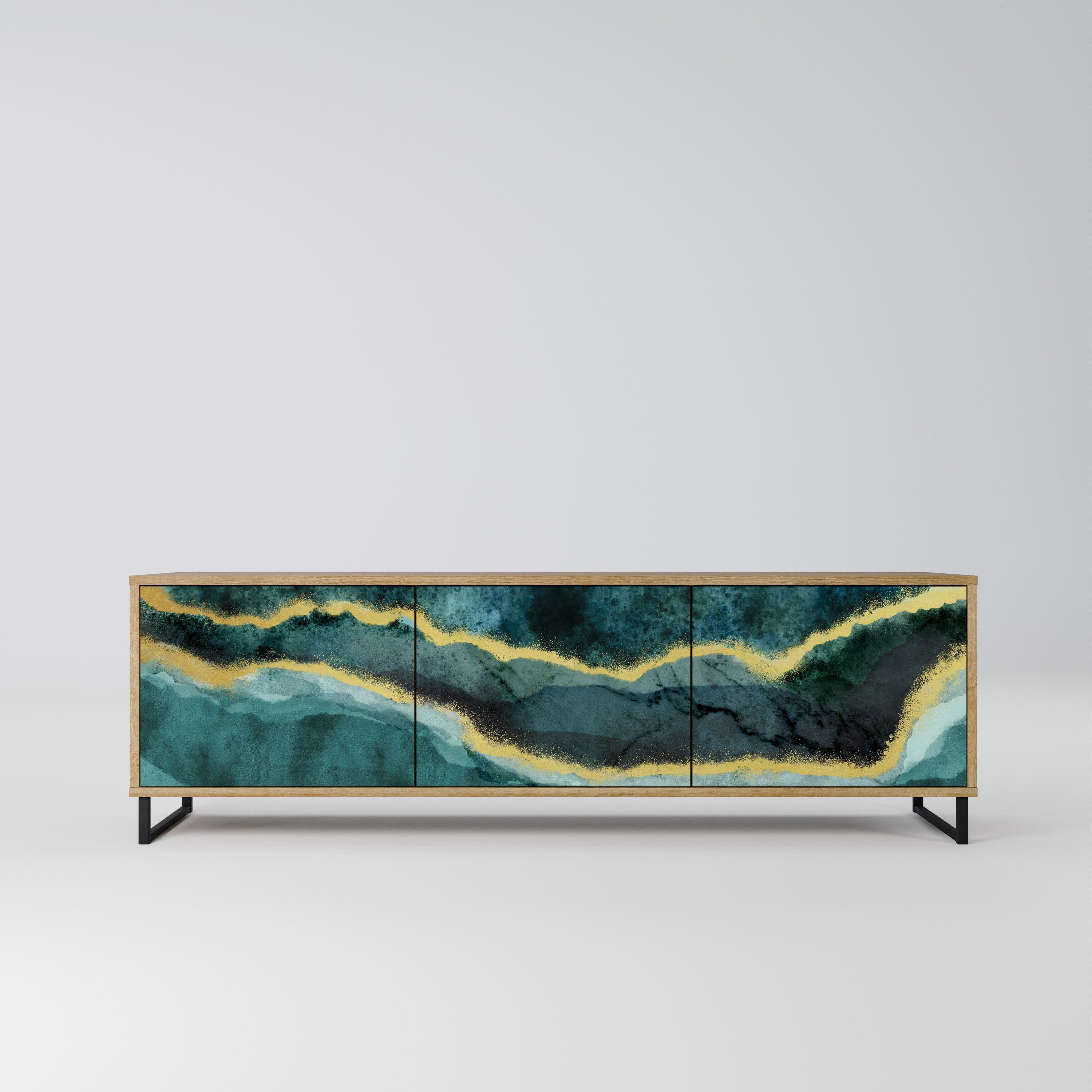 GOLDRUSH ODYSSEY 3-Door TV Stand in Oak Effect