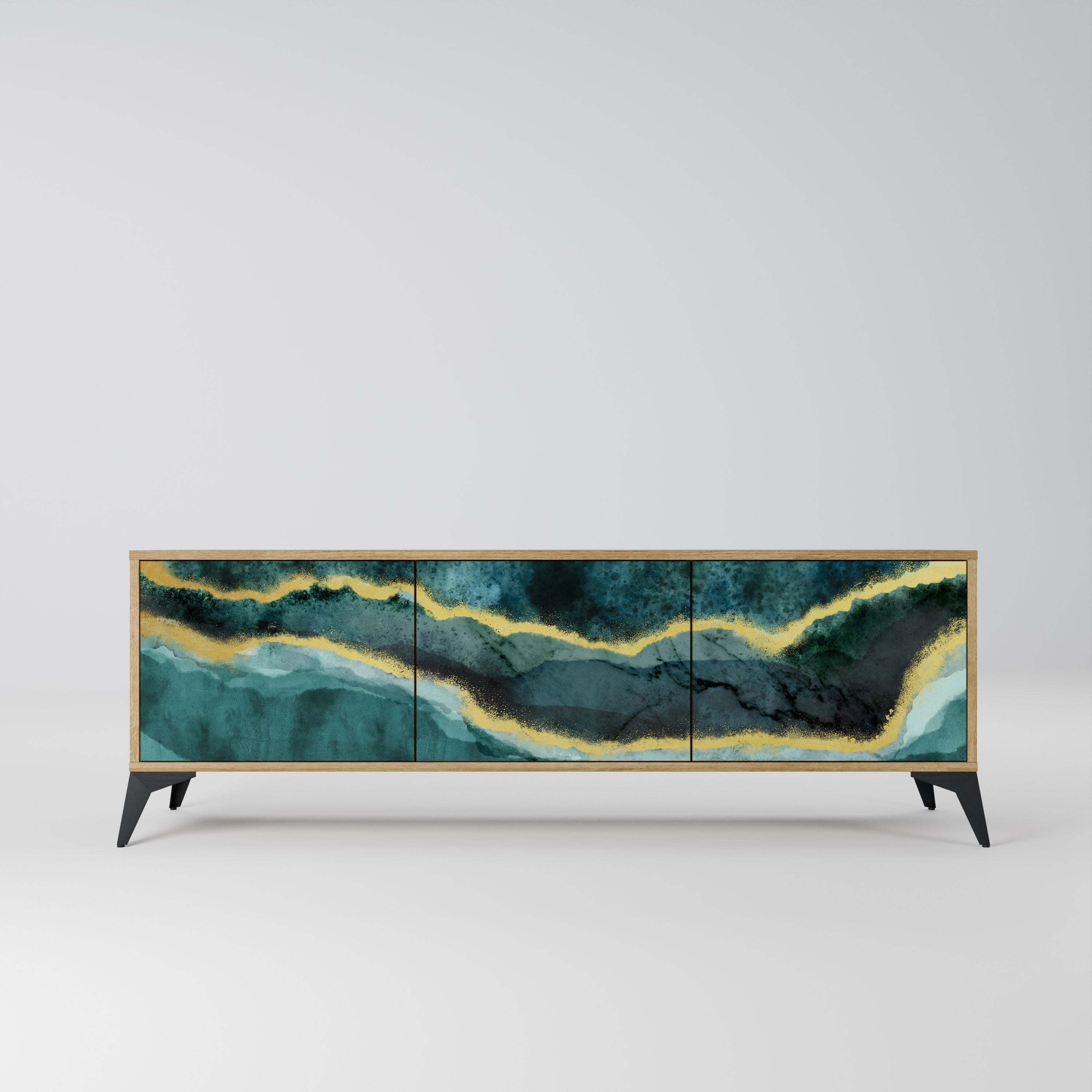 GOLDRUSH ODYSSEY 3-Door TV Stand in Oak Effect