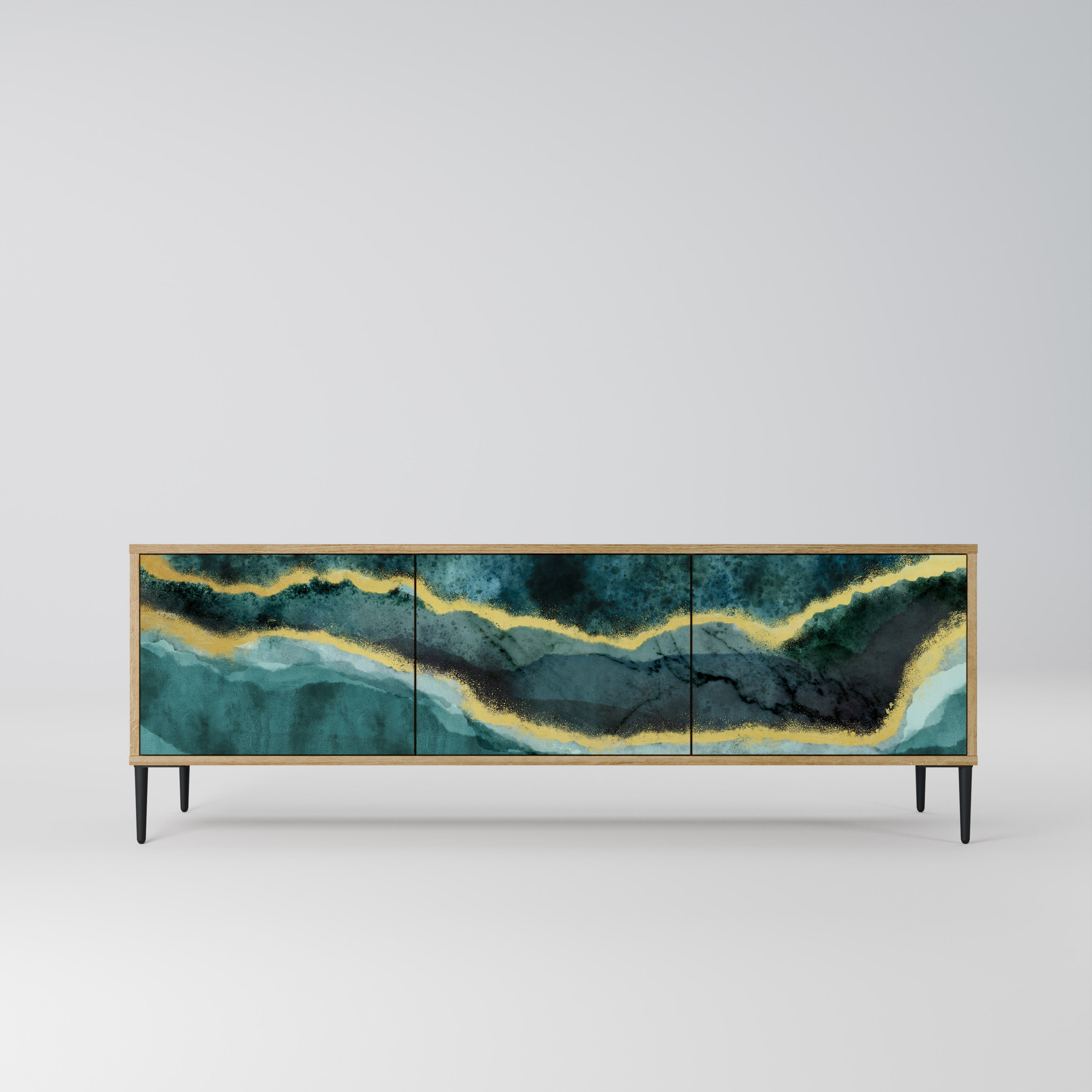 GOLDRUSH ODYSSEY 3-Door TV Stand in Oak Effect