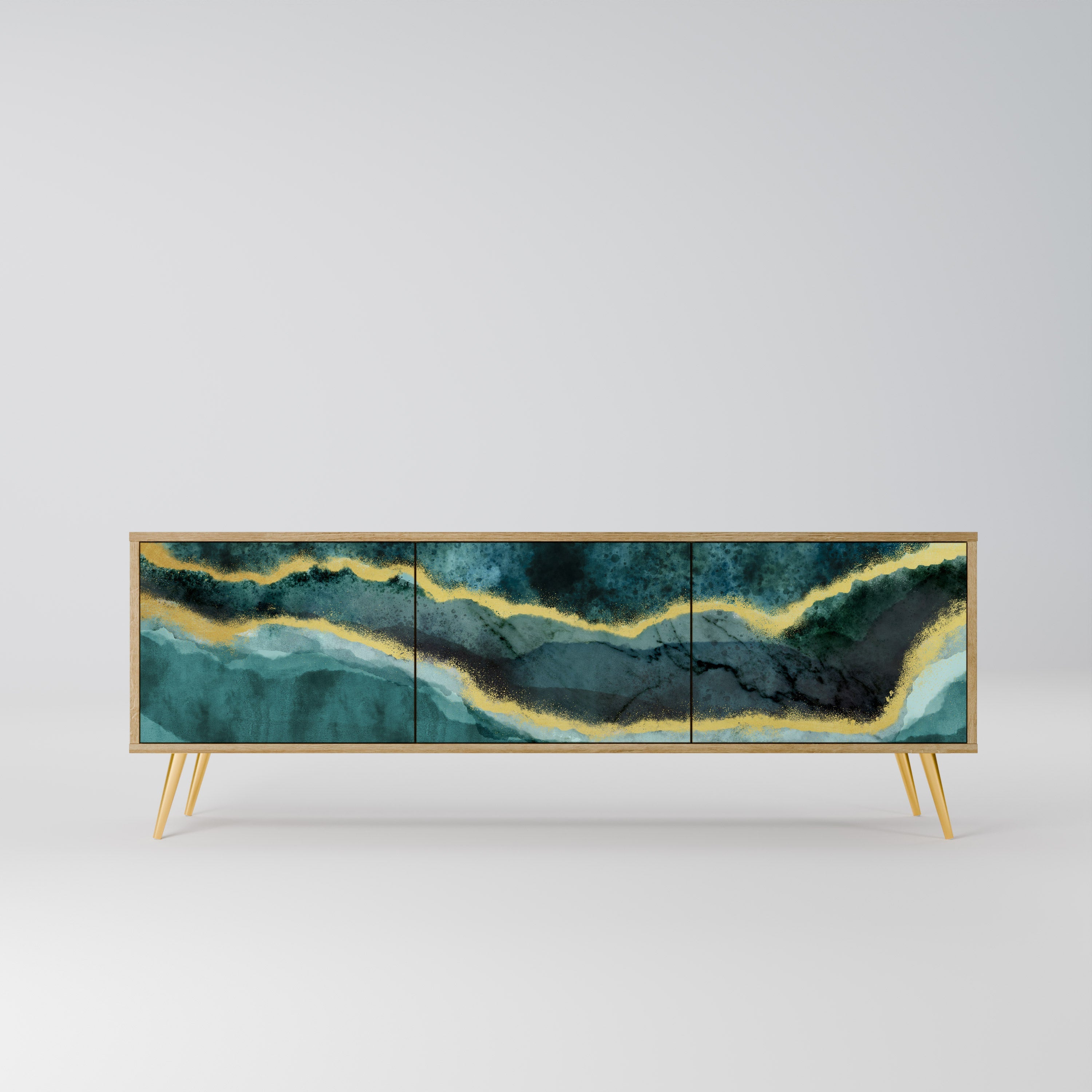 GOLDRUSH ODYSSEY 3-Door TV Stand in Oak Effect