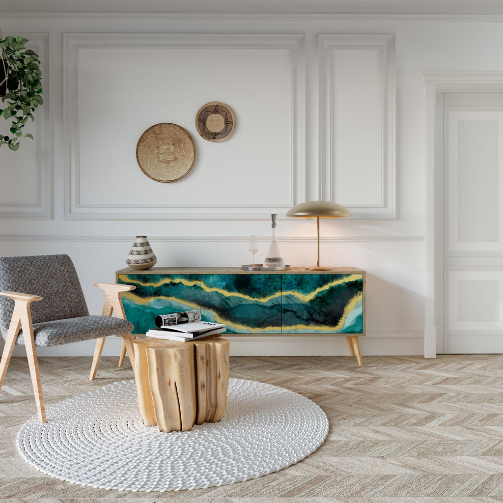 GOLDRUSH ODYSSEY 3-Door TV Stand in Oak Effect