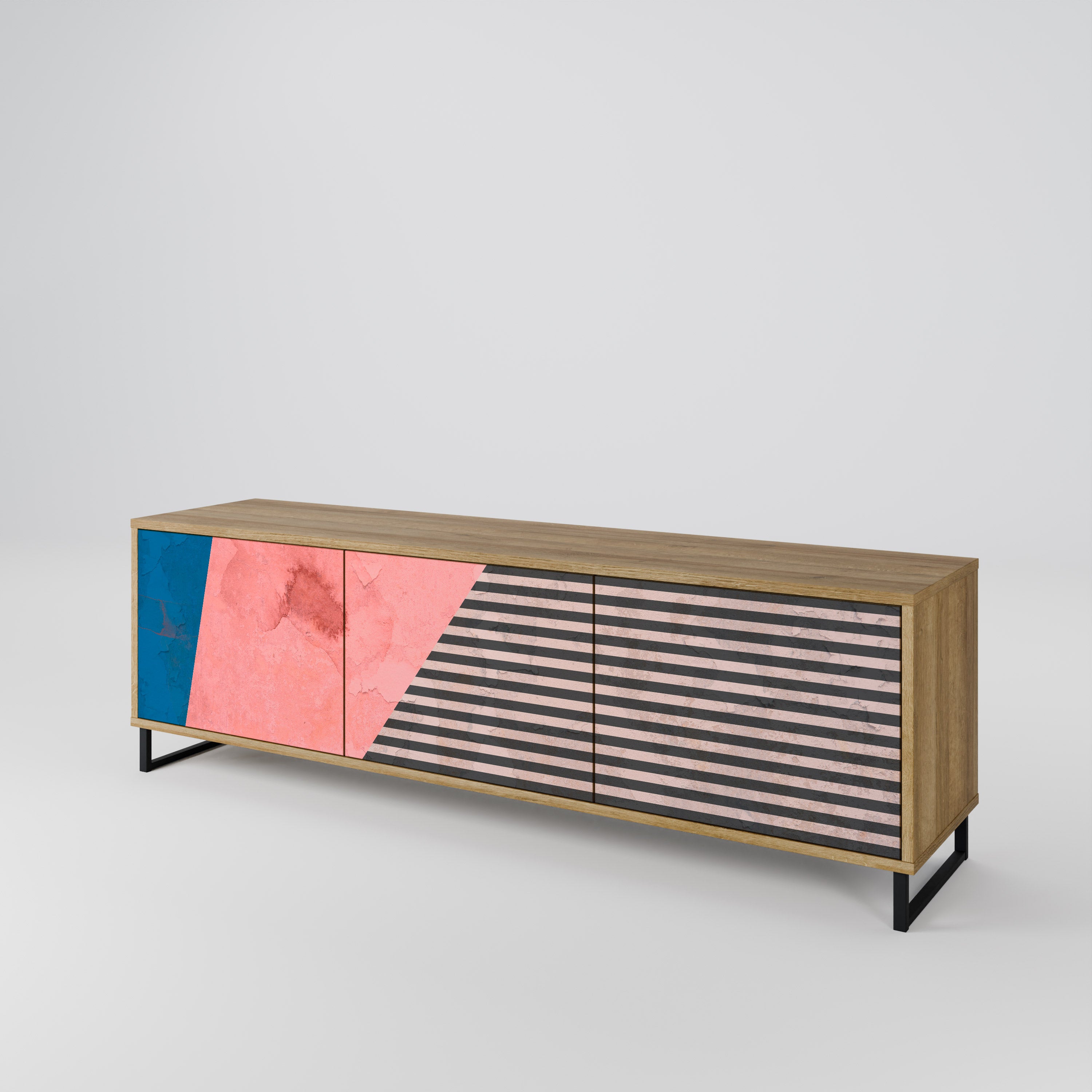 GLAMOROUS STRIPE 3-Door TV Cabinet