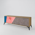 GLAMOROUS STRIPE 3-Door TV Stand in Oak Effect