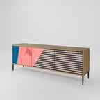 GLAMOROUS STRIPE 3-Door TV Stand in Oak Effect