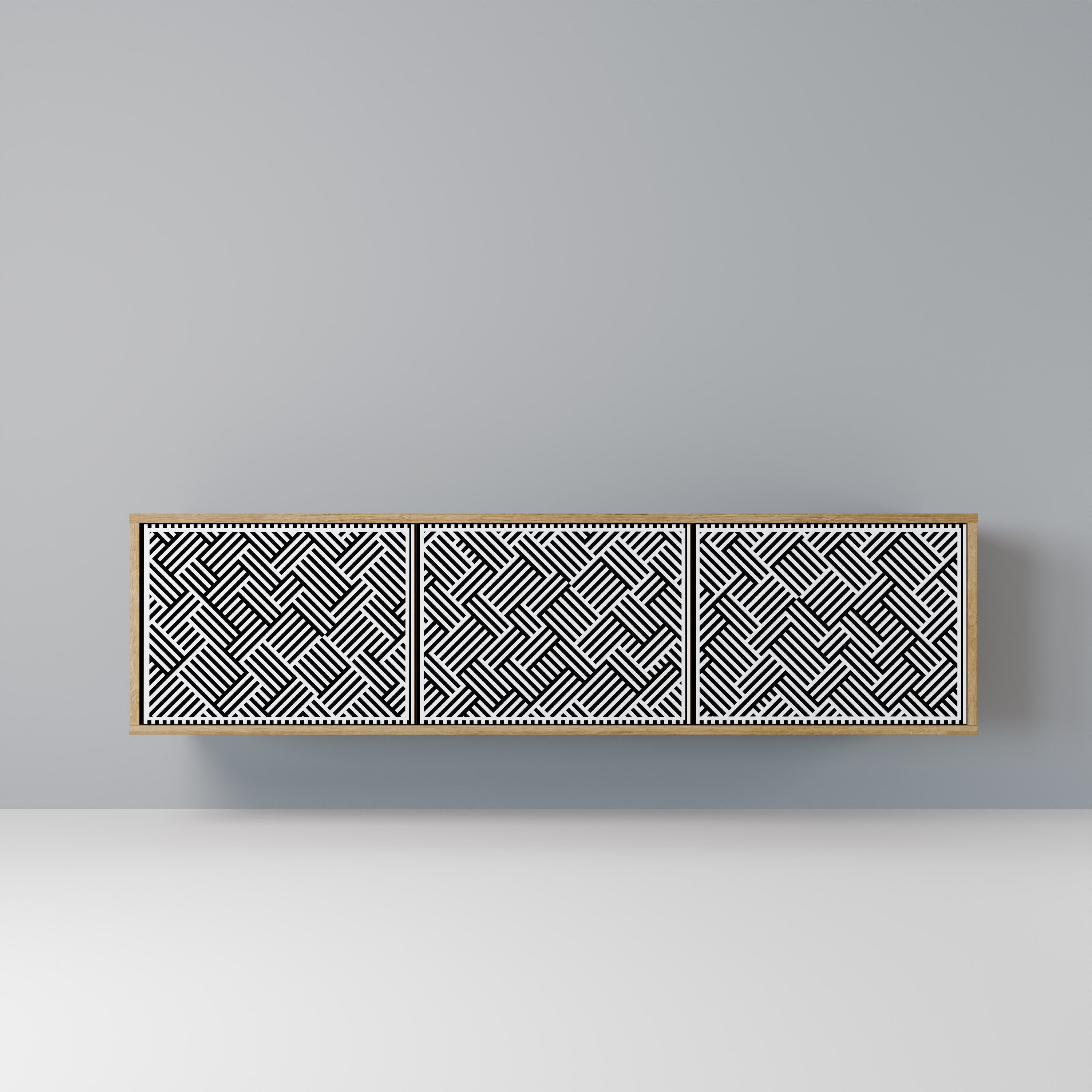 TEMPORARY SEQUENCE 3-Door TV Stand in Oak Effect