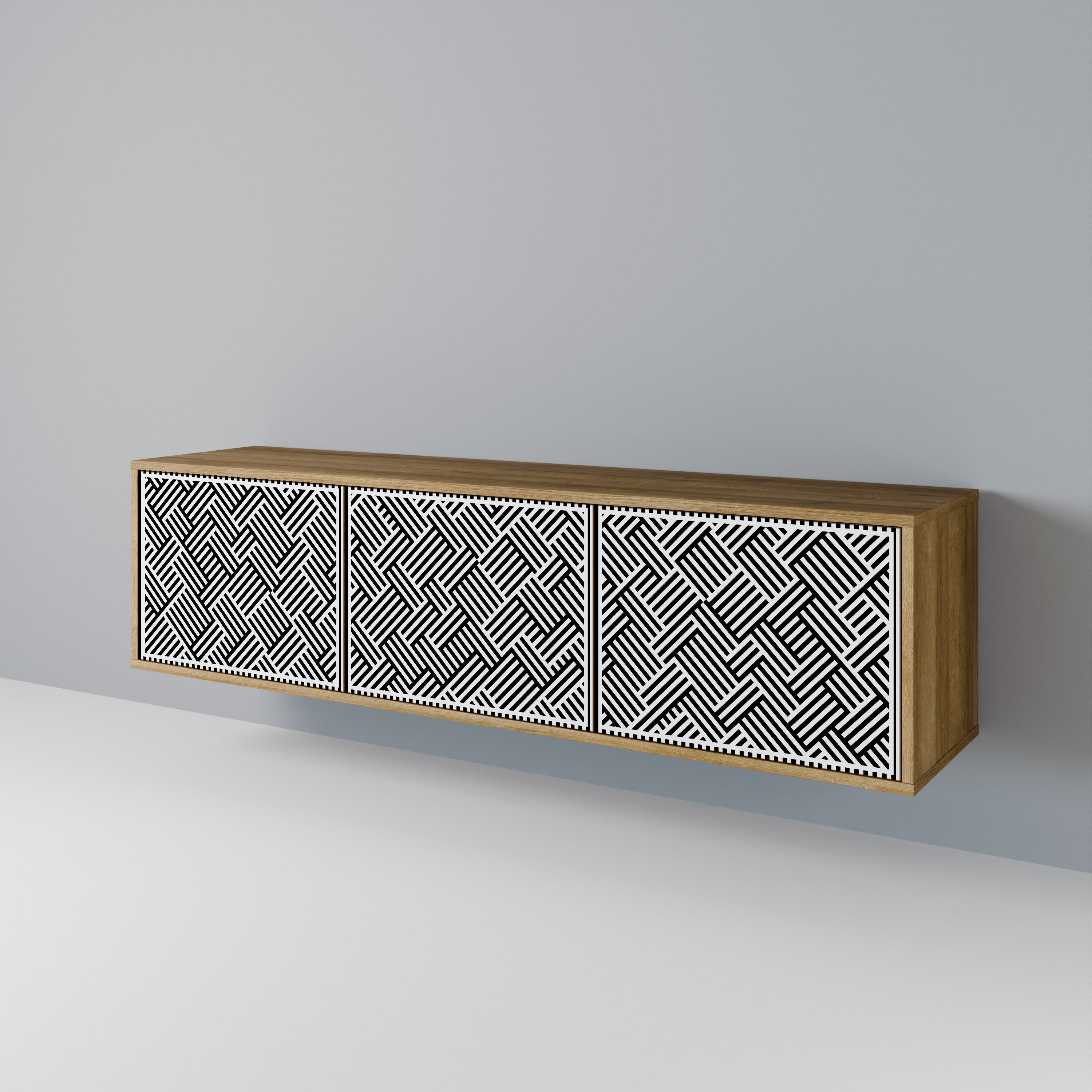 TEMPORARY SEQUENCE 3-Door TV Stand in Oak Effect