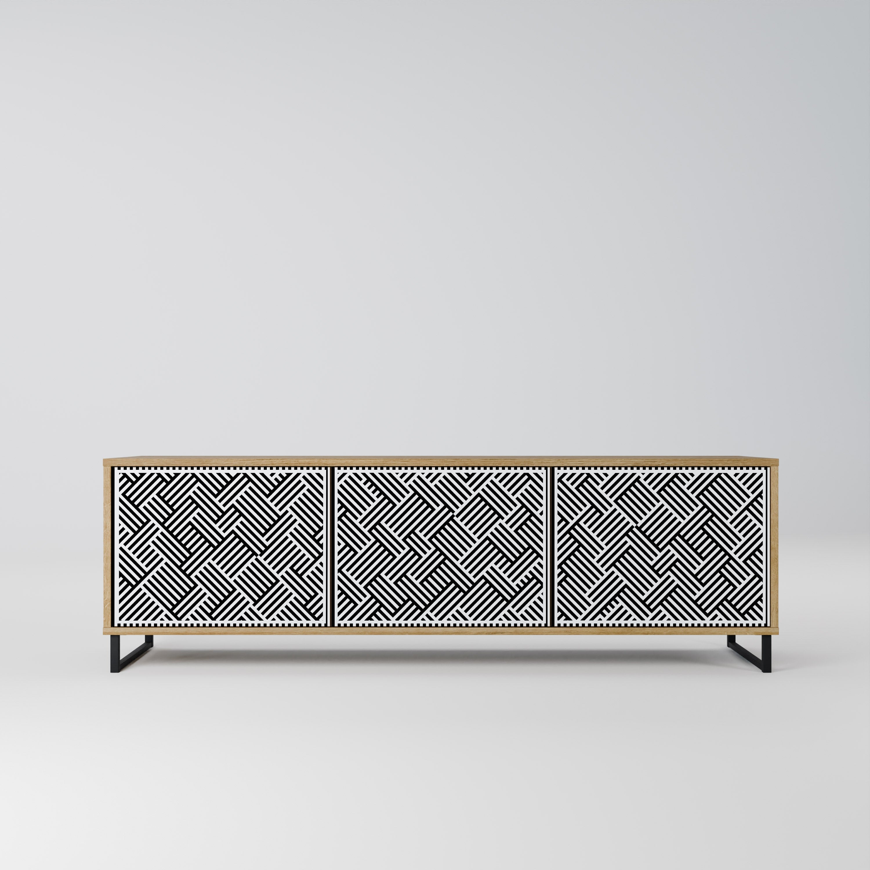 TEMPORARY SEQUENCE 3-Door TV Stand in Oak Effect