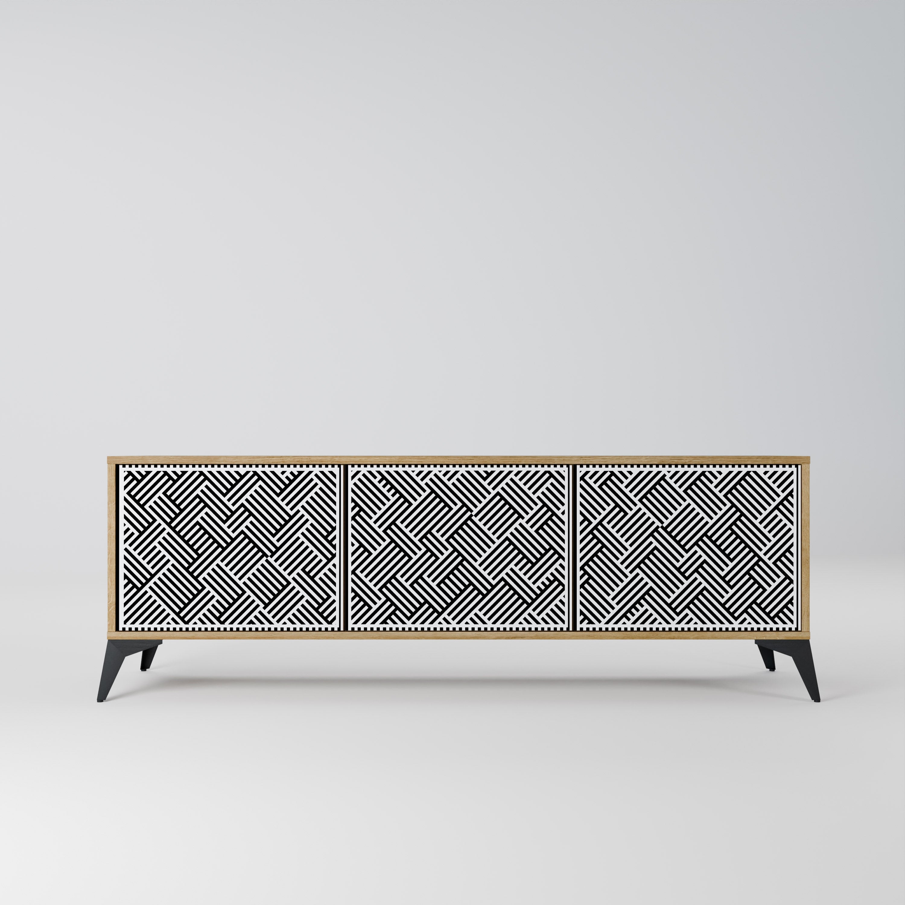 TEMPORARY SEQUENCE 3-Door TV Stand in Oak Effect