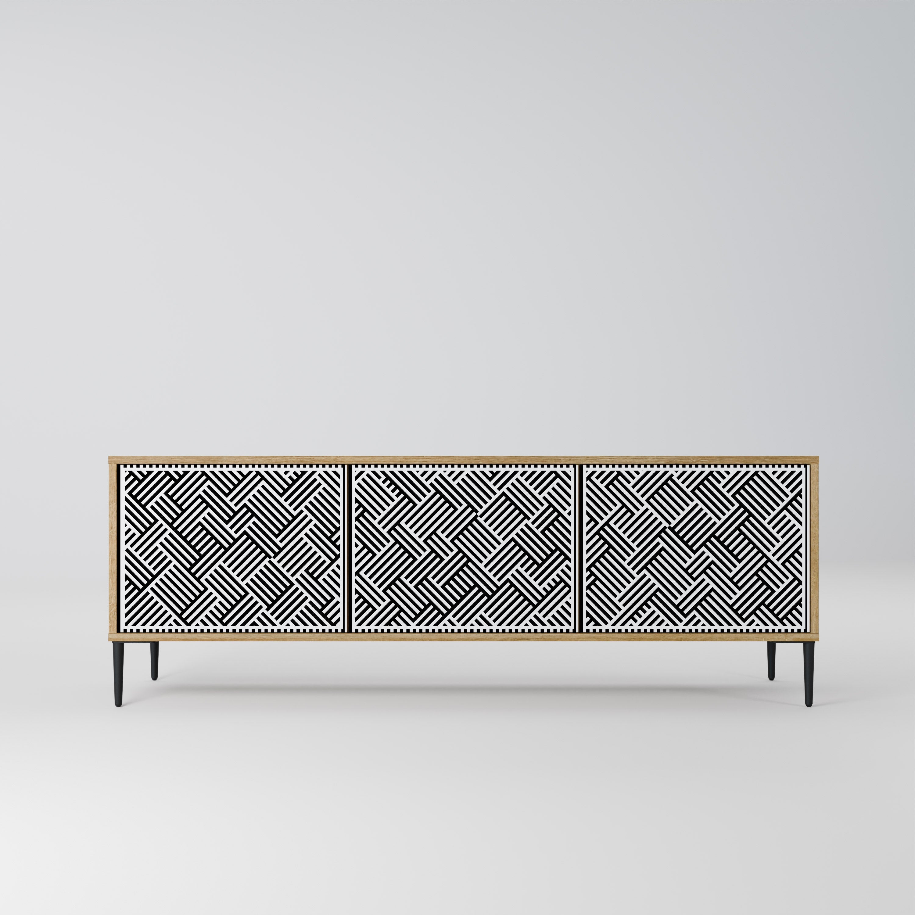 TEMPORARY SEQUENCE 3-Door TV Stand in Oak Effect