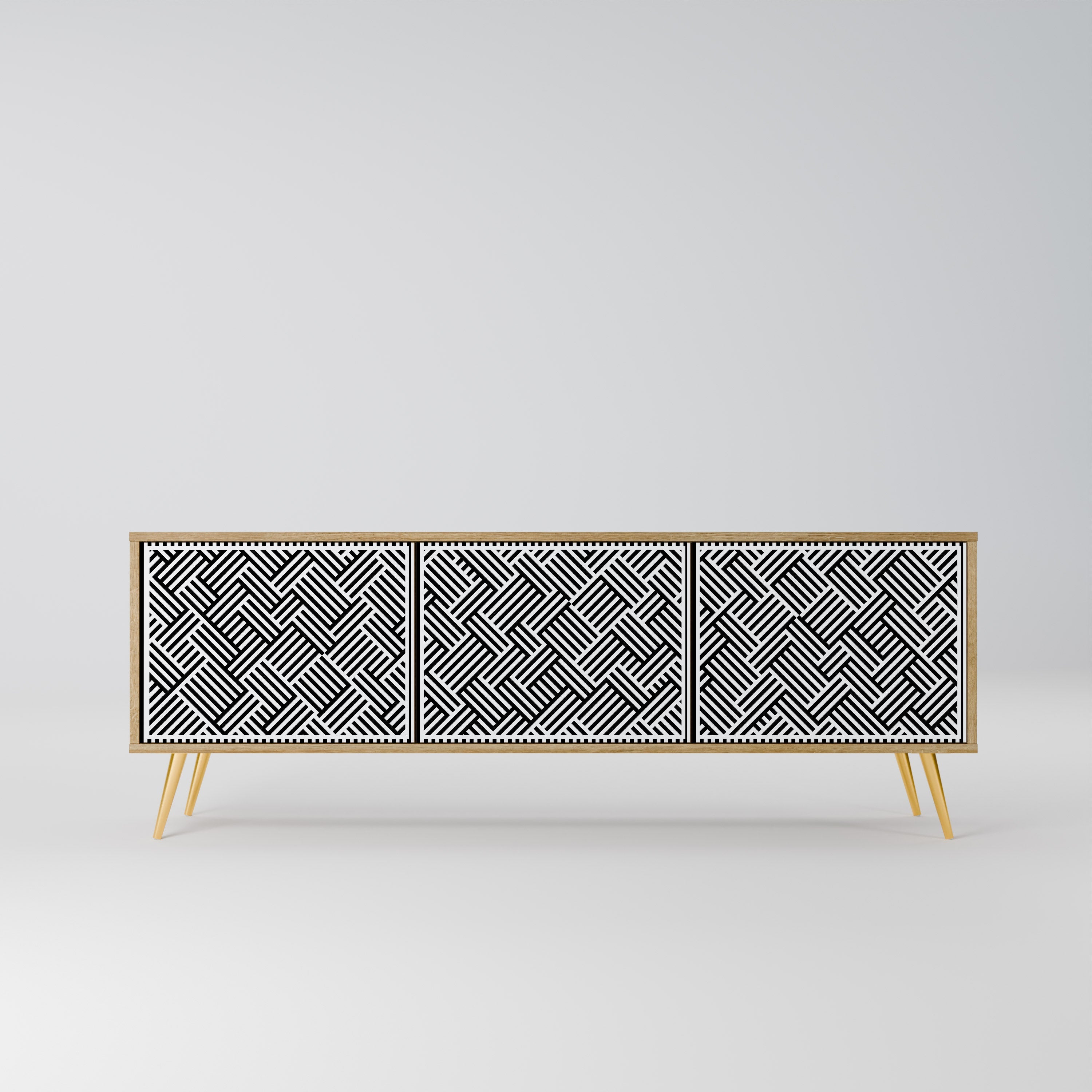 TEMPORARY SEQUENCE 3-Door TV Stand in Oak Effect