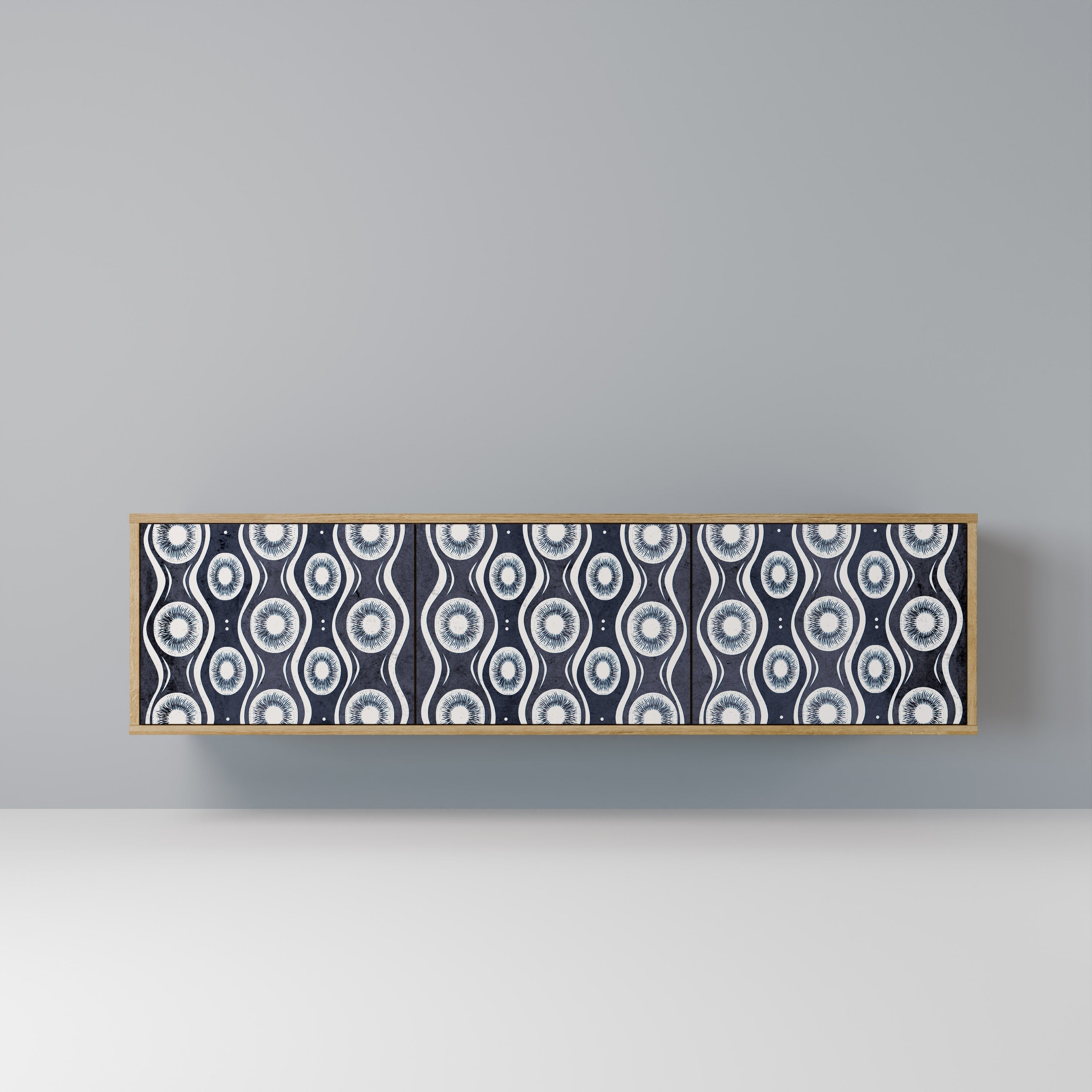 GRAPHITE EYES 3-Door TV Stand in Oak Effect