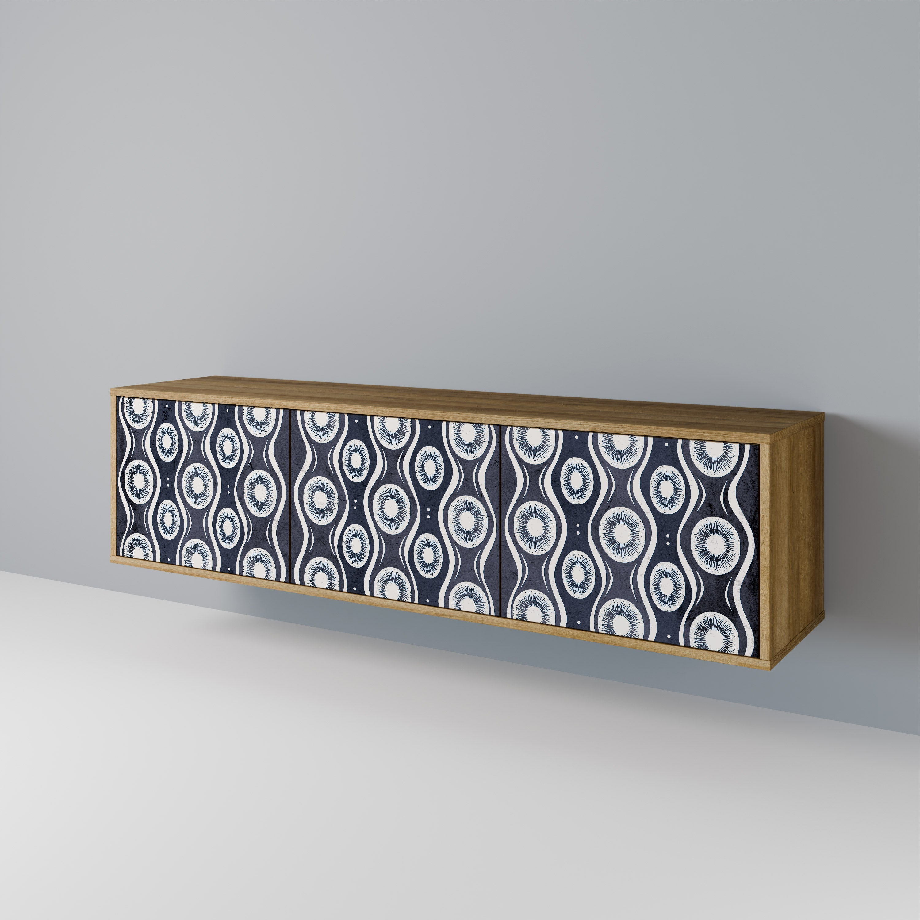 GRAPHITE EYES 3-Door TV Stand in Oak Effect