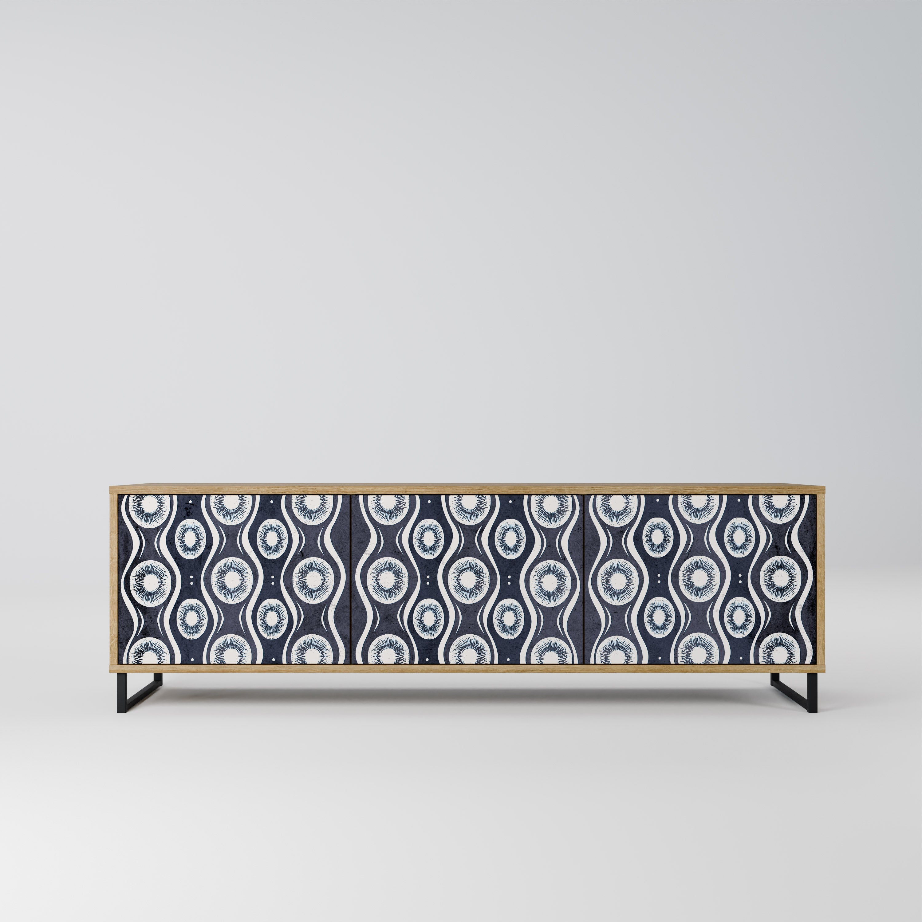 GRAPHITE EYES 3-Door TV Stand in Oak Effect