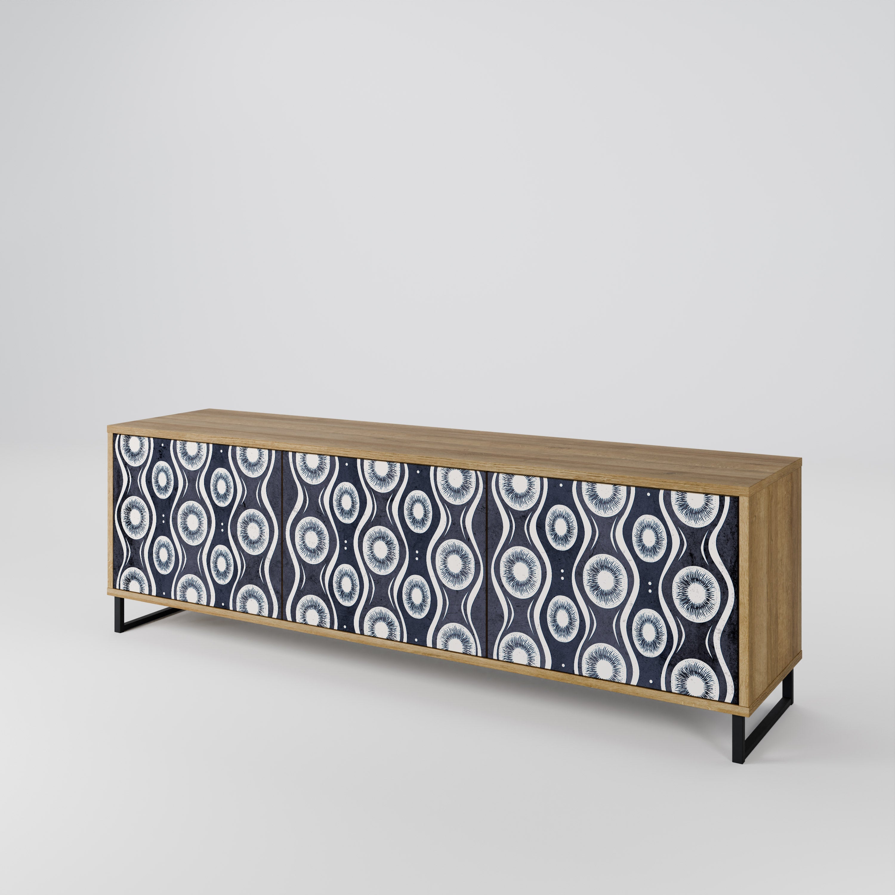 GRAPHITE EYES 3-Door TV Stand in Oak Effect