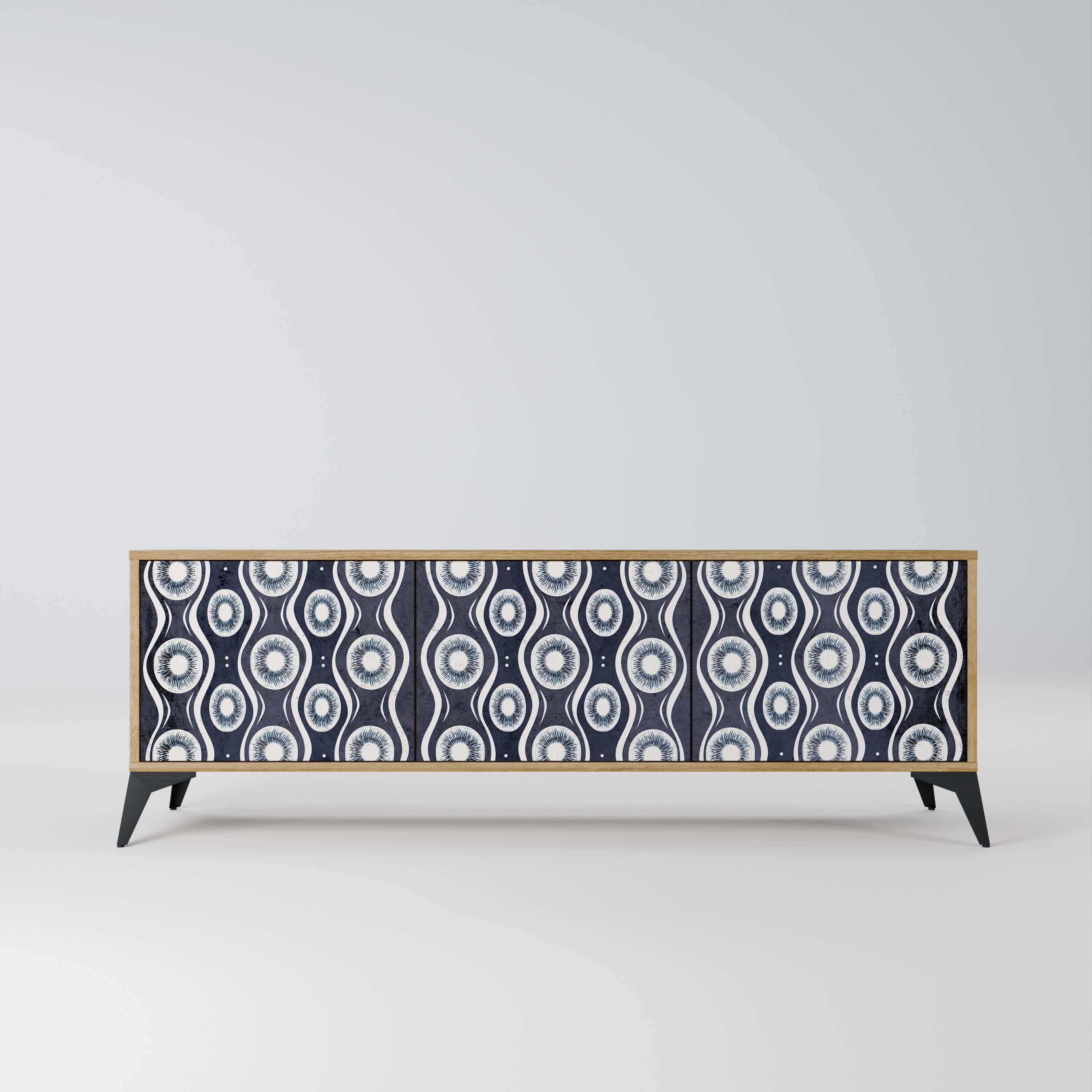 GRAPHITE EYES 3-Door TV Stand in Oak Effect