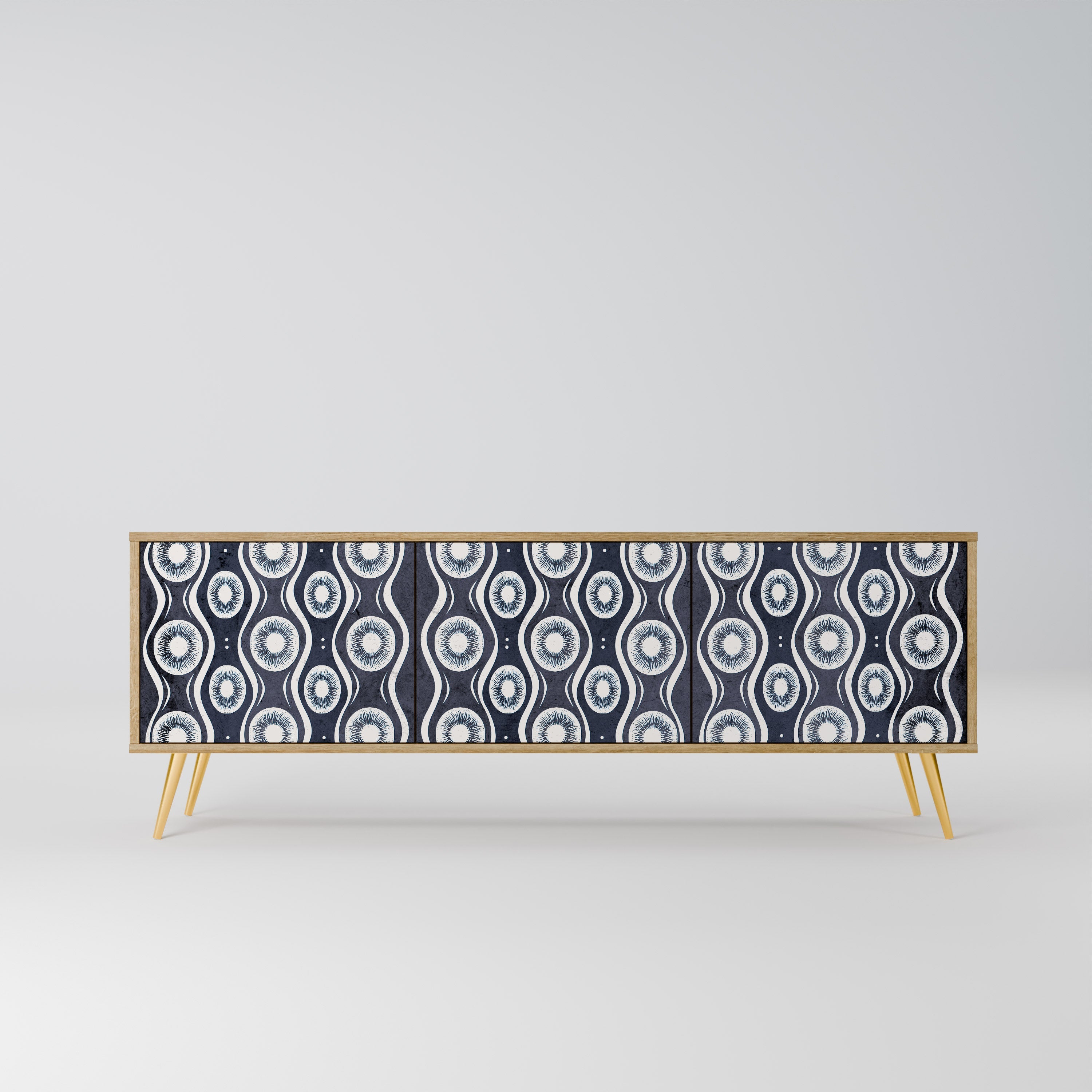 GRAPHITE EYES 3-Door TV Stand in Oak Effect