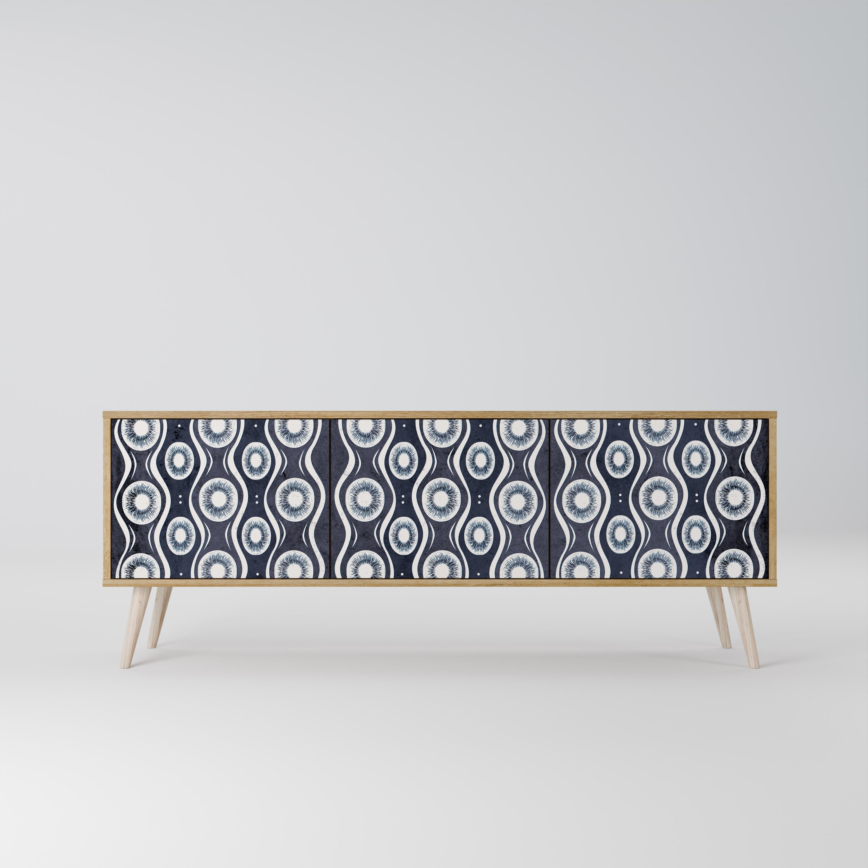 GRAPHITE EYES 3-Door TV Stand in Oak Effect