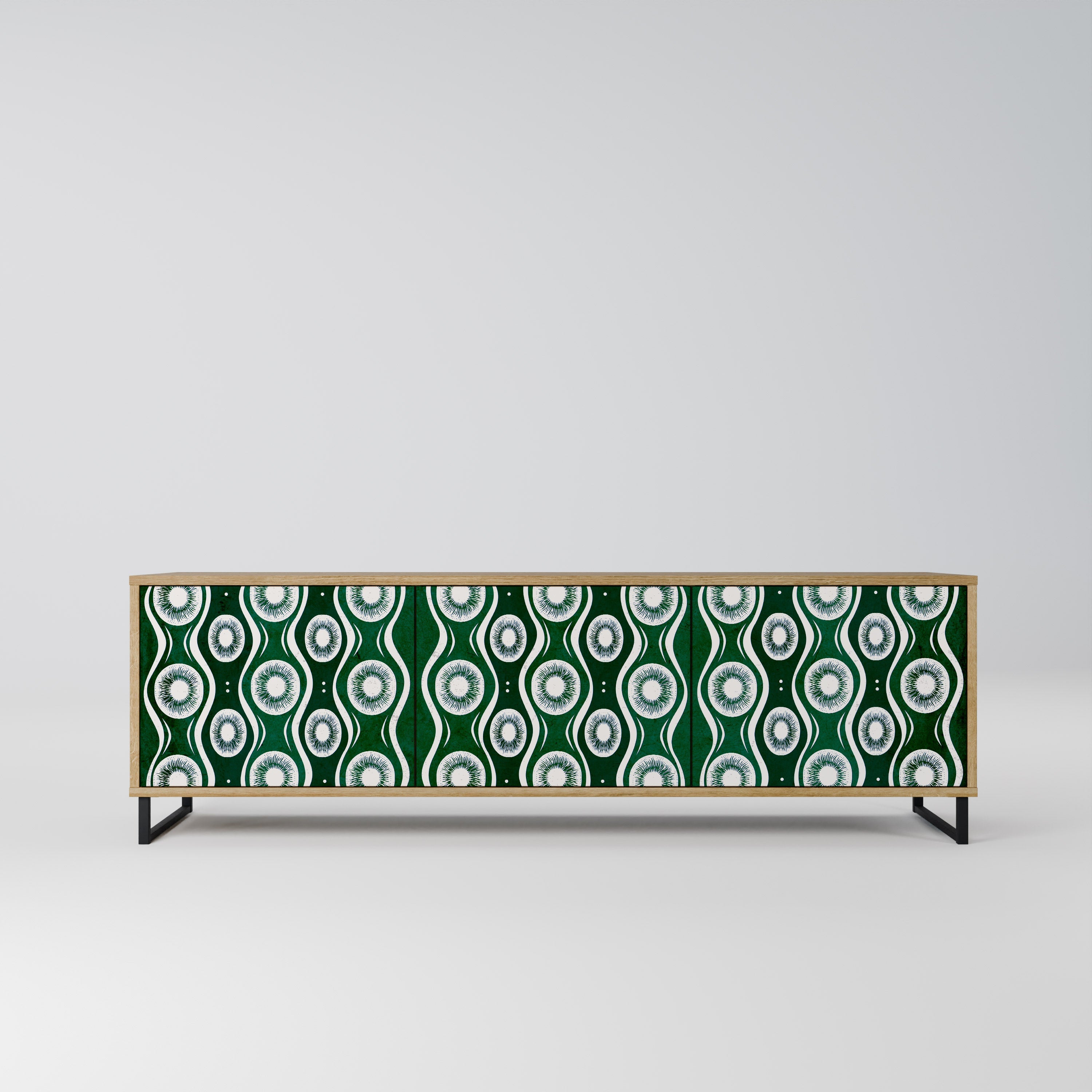 GREEN EYES 3-Door TV Stand in Oak Effect