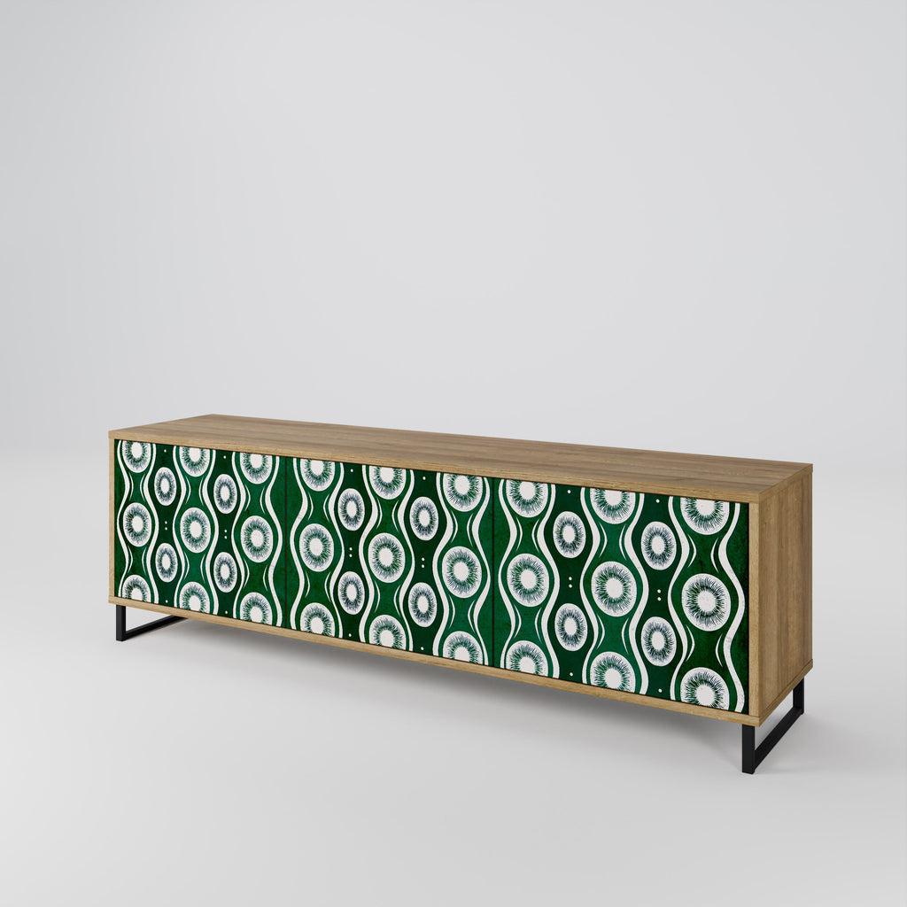 GREEN EYES 3-Door TV Stand in Oak Effect