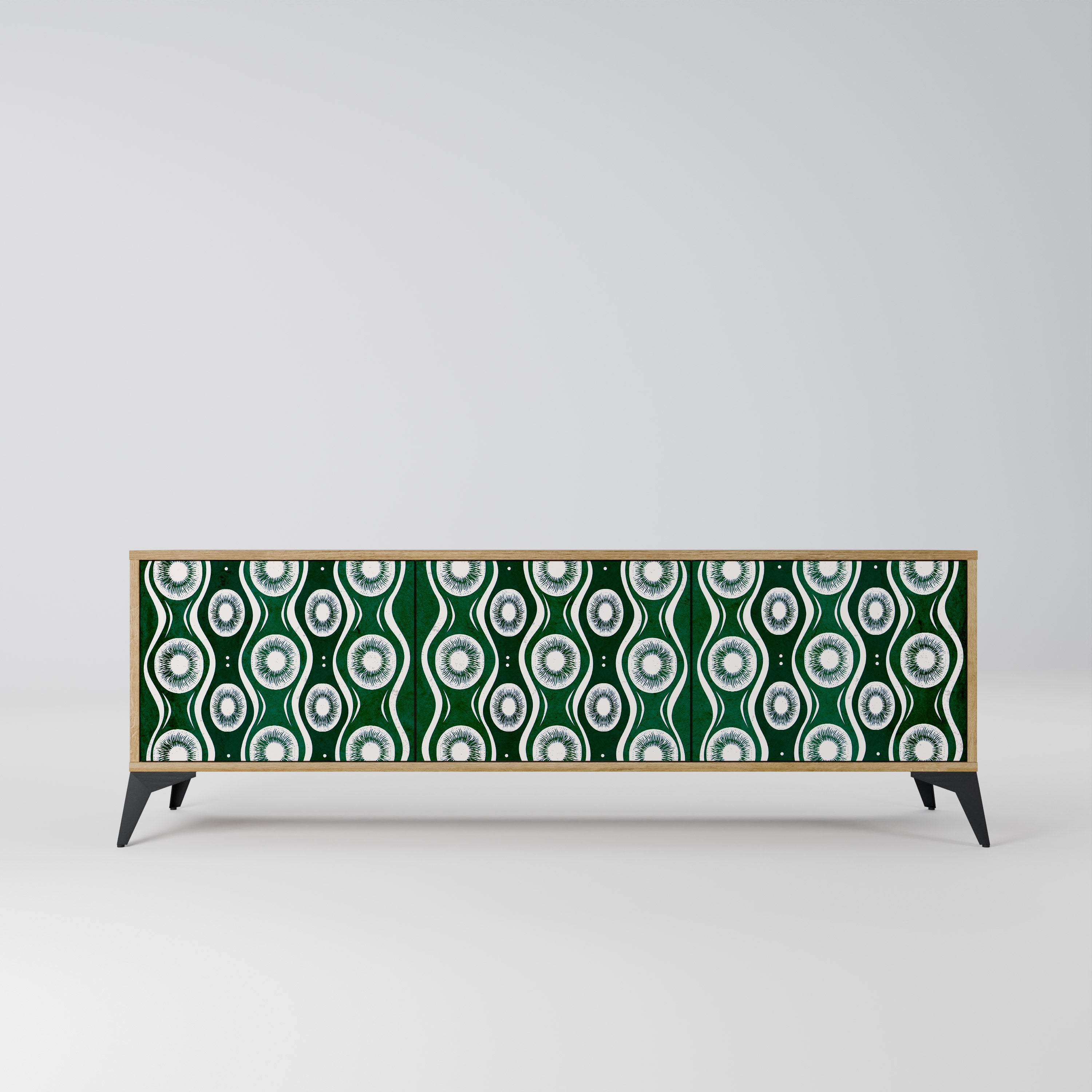 GREEN EYES 3-Door TV Stand in Oak Effect