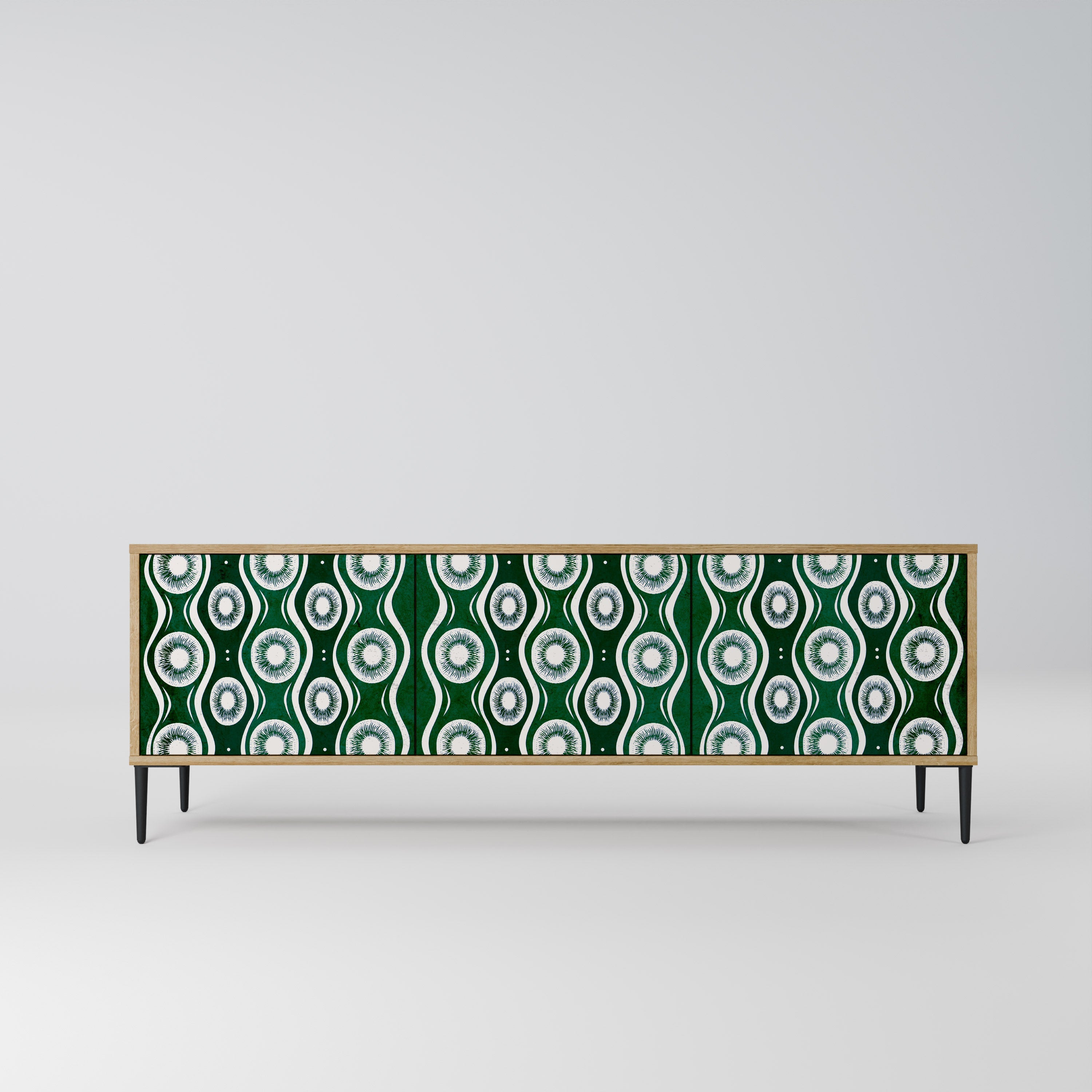 GREEN EYES 3-Door TV Stand in Oak Effect