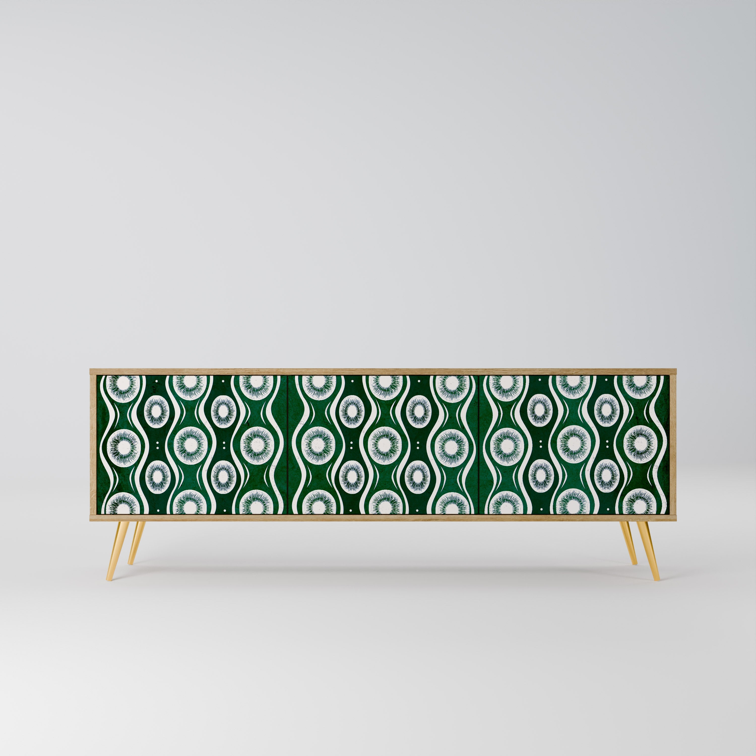 GREEN EYES 3-Door TV Stand in Oak Effect