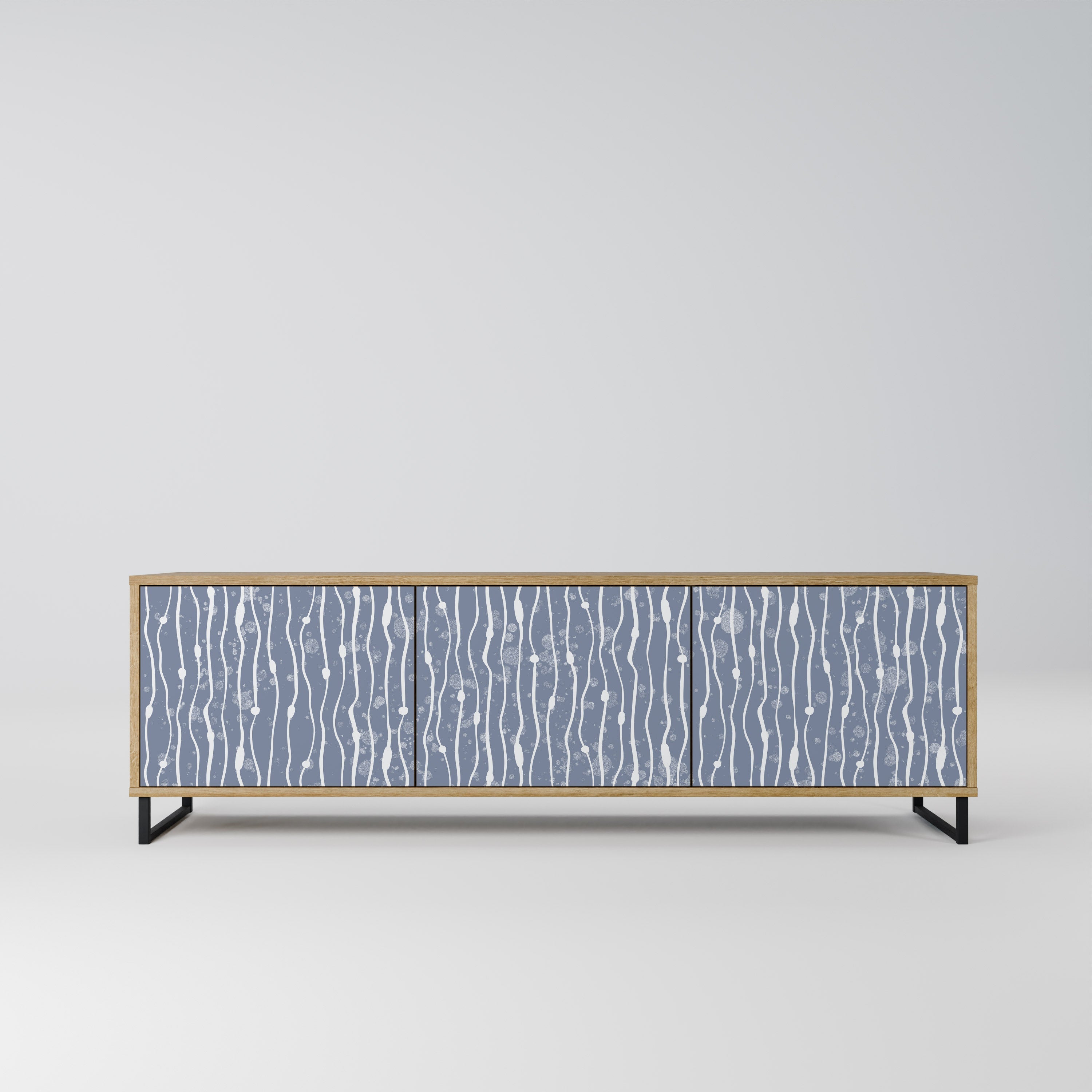 GRAPHITE RAIN 3-Door TV Stand in Oak Effect