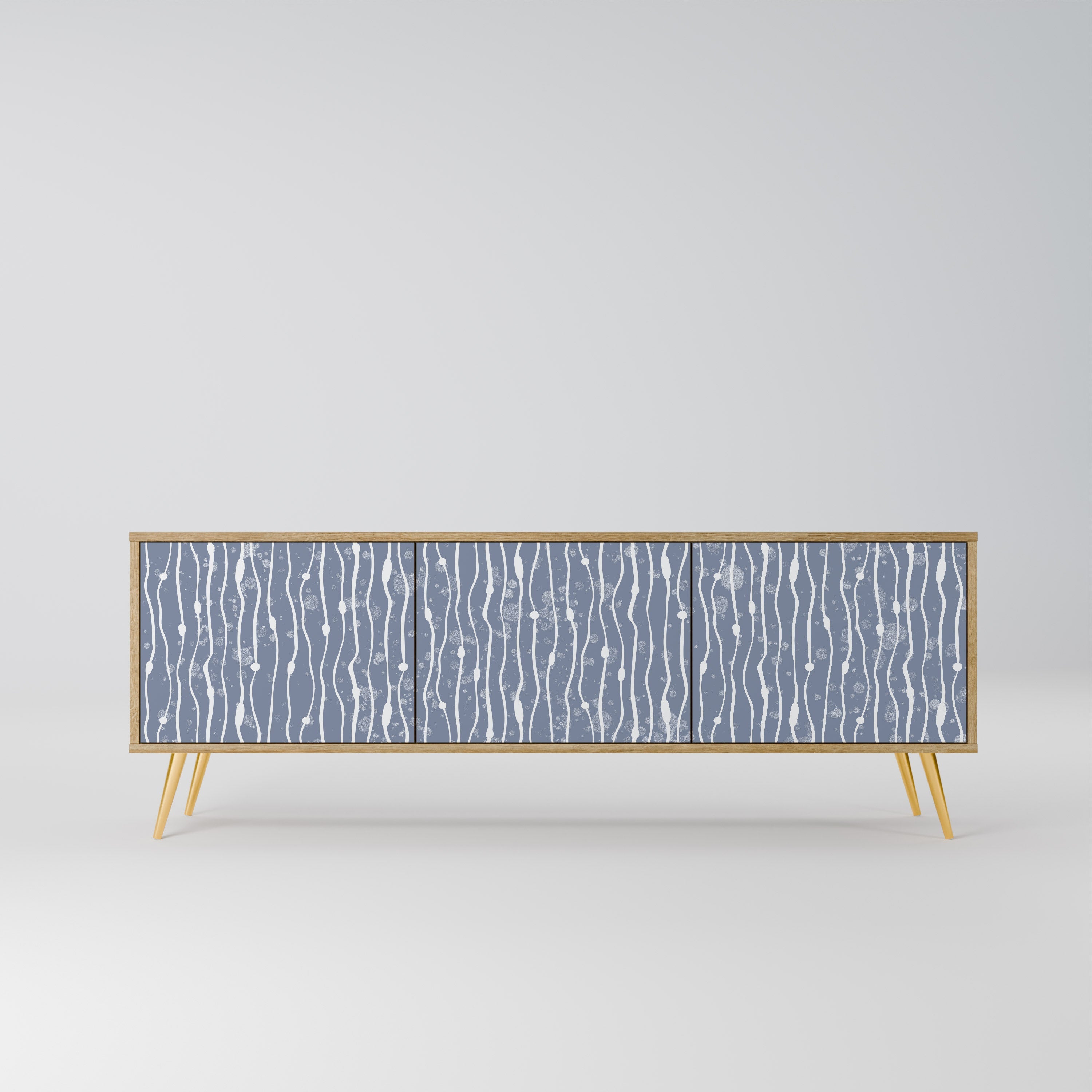 GRAPHITE RAIN 3-Door TV Stand in Oak Effect