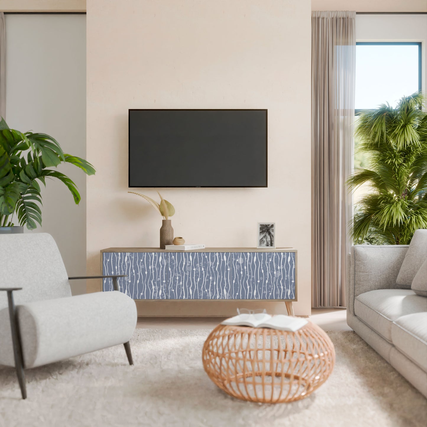 GRAPHITE RAIN Móvel de TV de 3 Portas