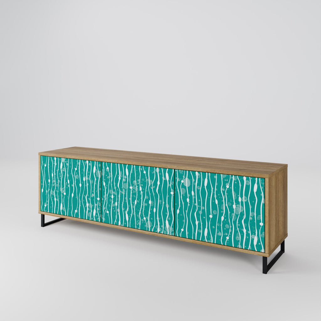 TURQUOISE RAIN 3-Door TV Stand in Oak Effect