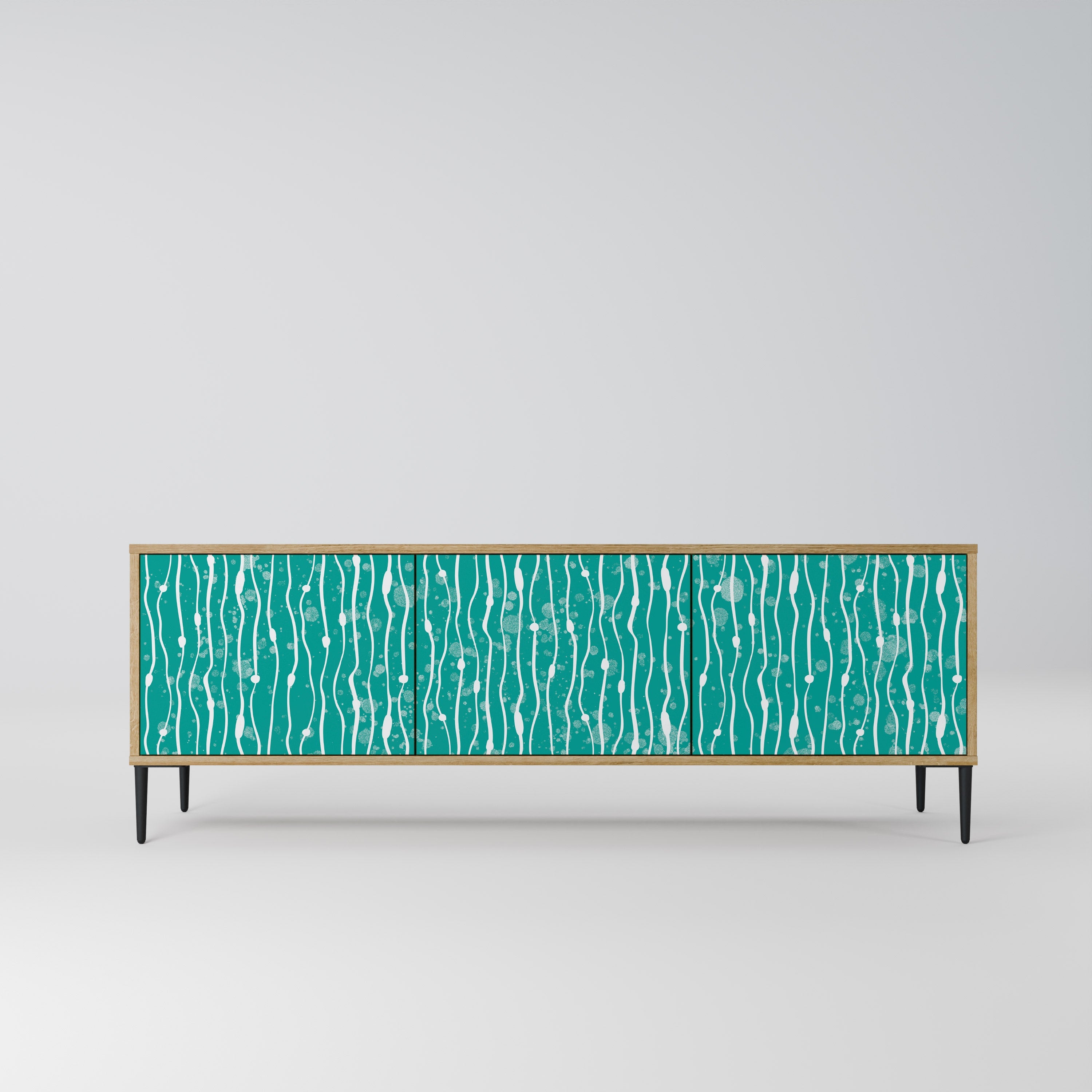 TURQUOISE RAIN 3-Door TV Stand in Oak Effect