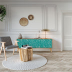 TURQUOISE RAIN 3-Door TV Stand in Oak Effect