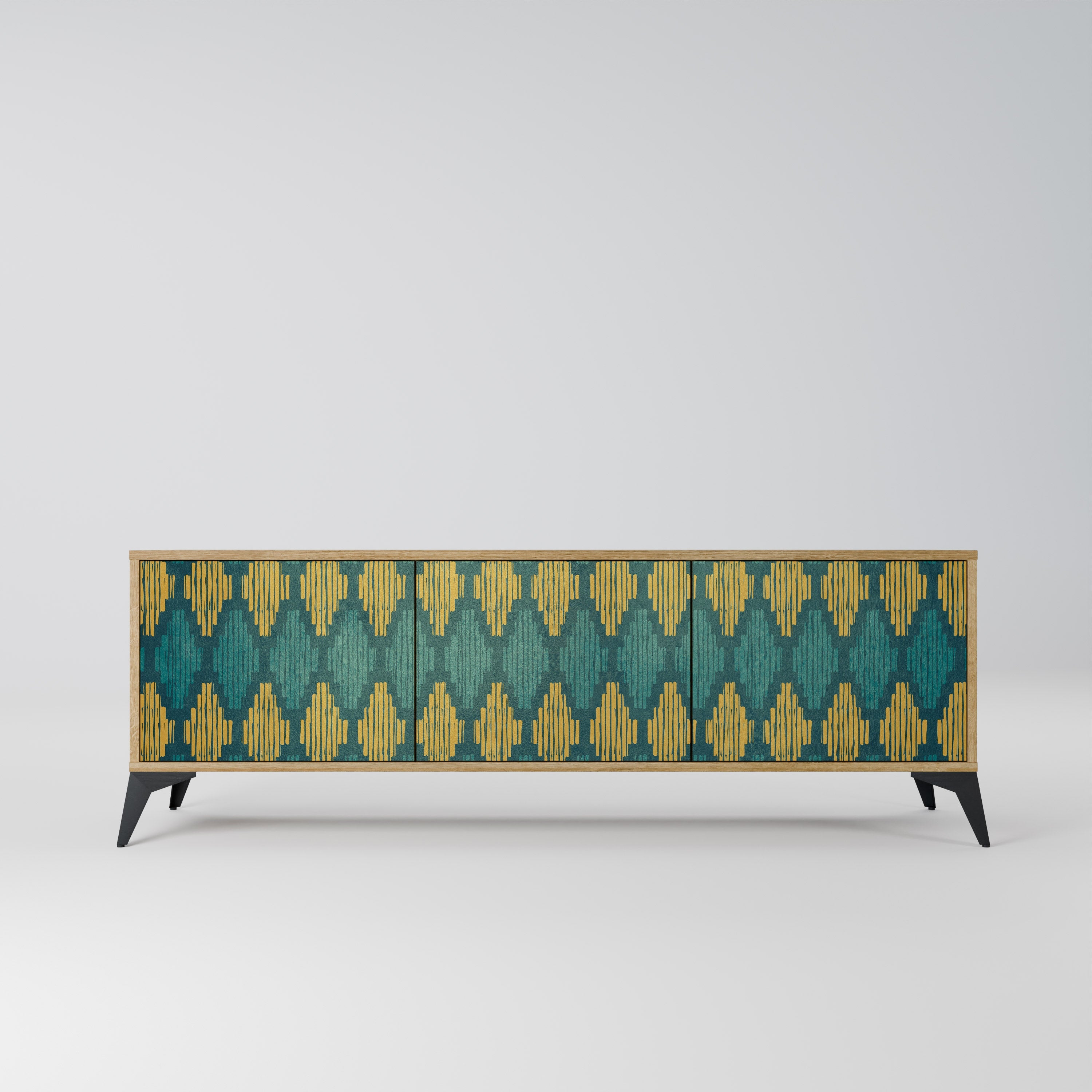 POLYGONS 3-Door TV Stand in Oak Effect