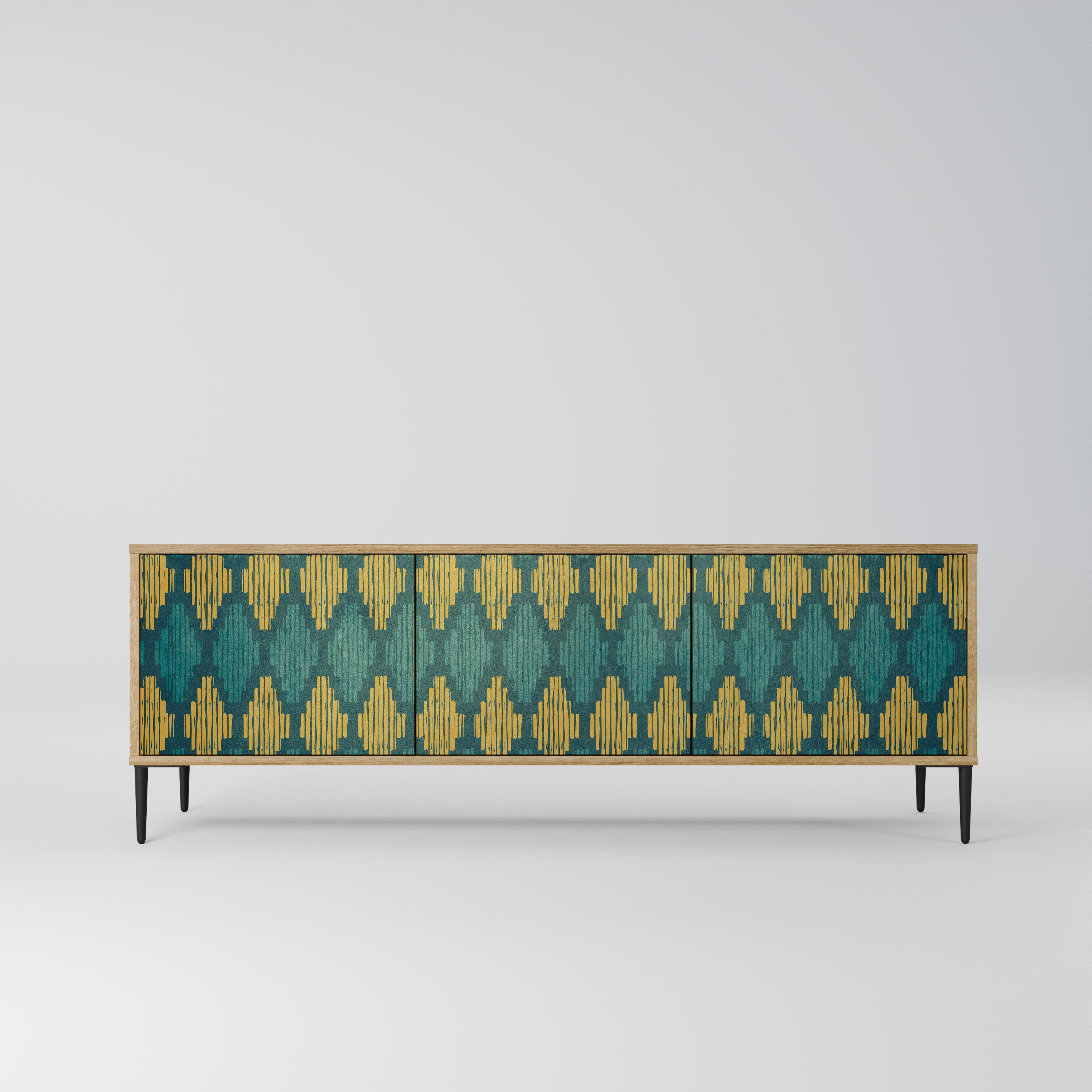 POLYGONS 3-Door TV Stand in Oak Effect