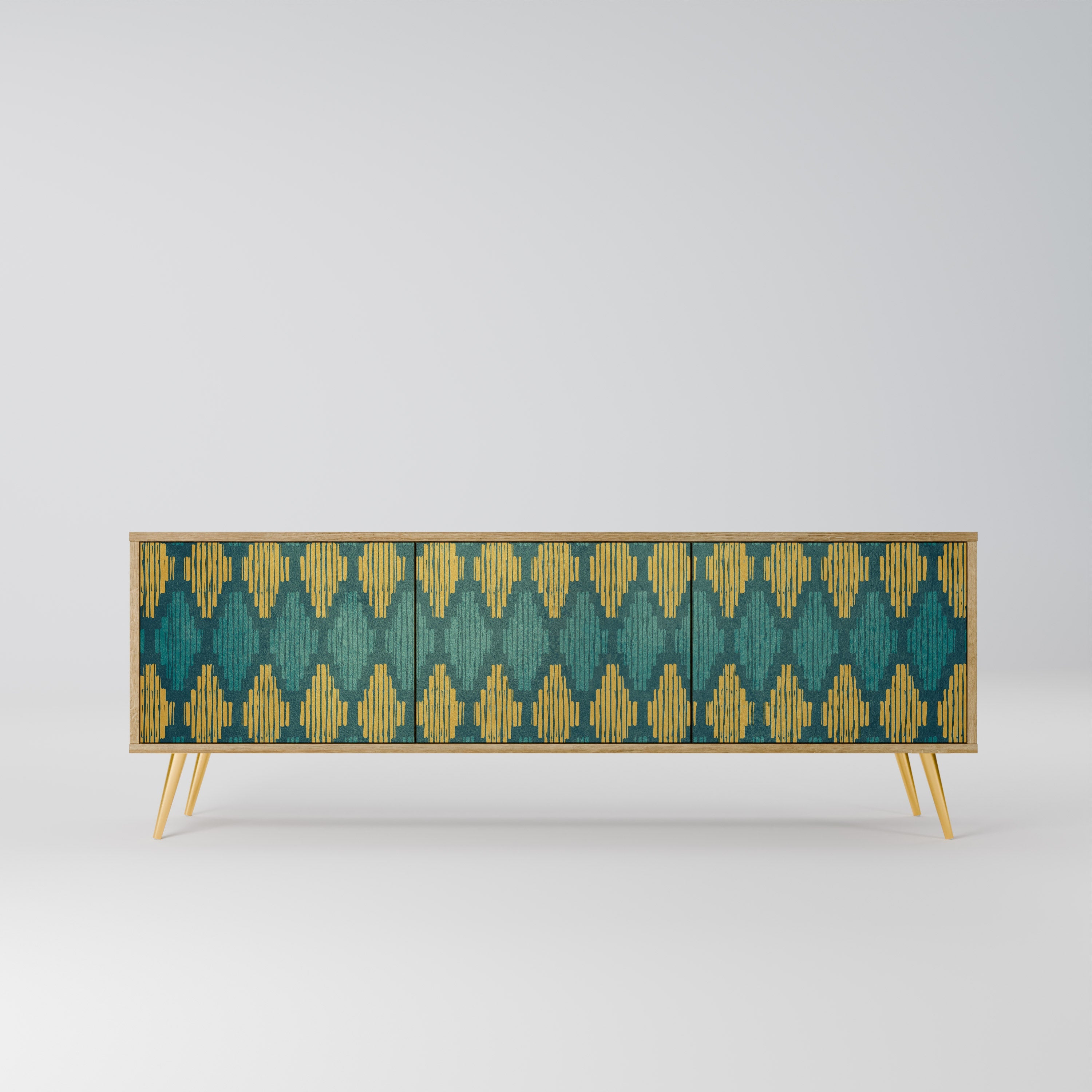 POLYGONS 3-Door TV Stand in Oak Effect