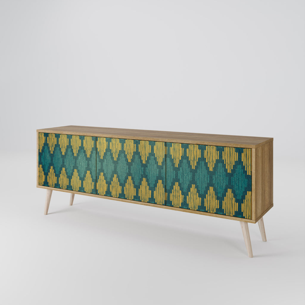 POLYGONS 3-Door TV Stand in Oak Effect