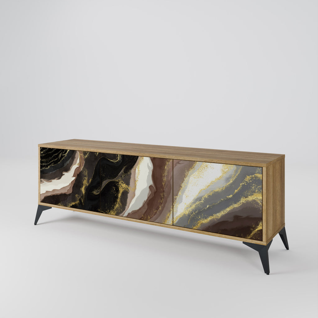 GOLD DUST 3-Door TV Stand in Oak Effect