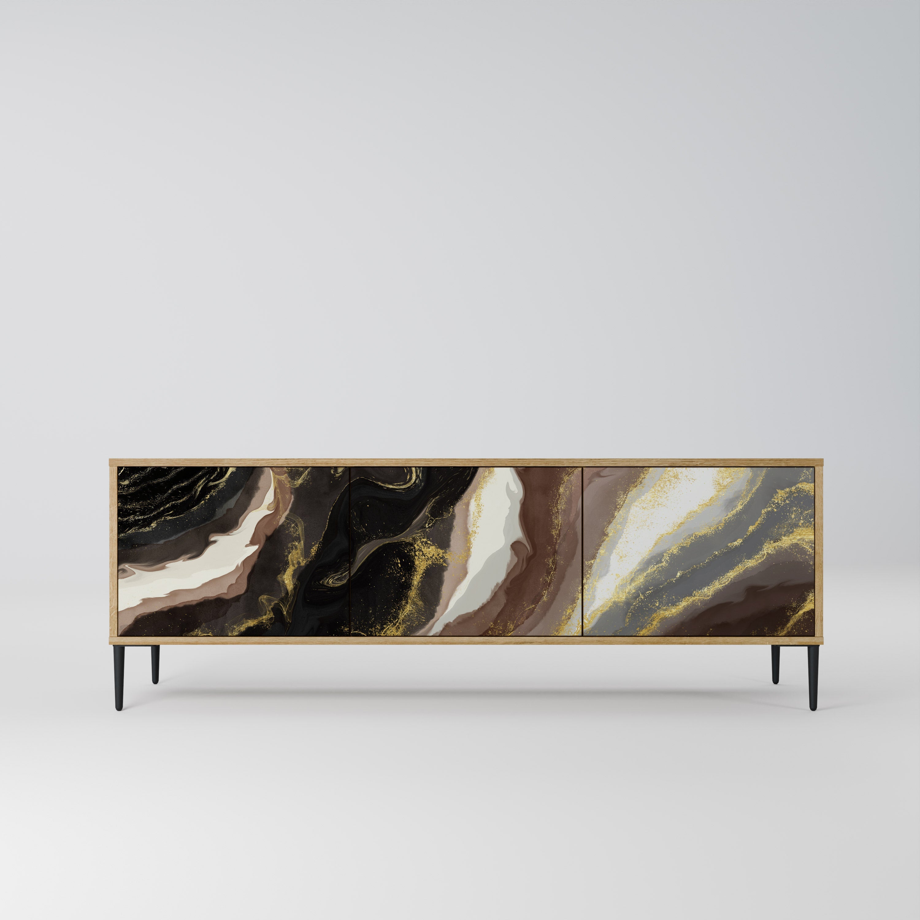 GOLD DUST 3-Door TV Stand in Oak Effect